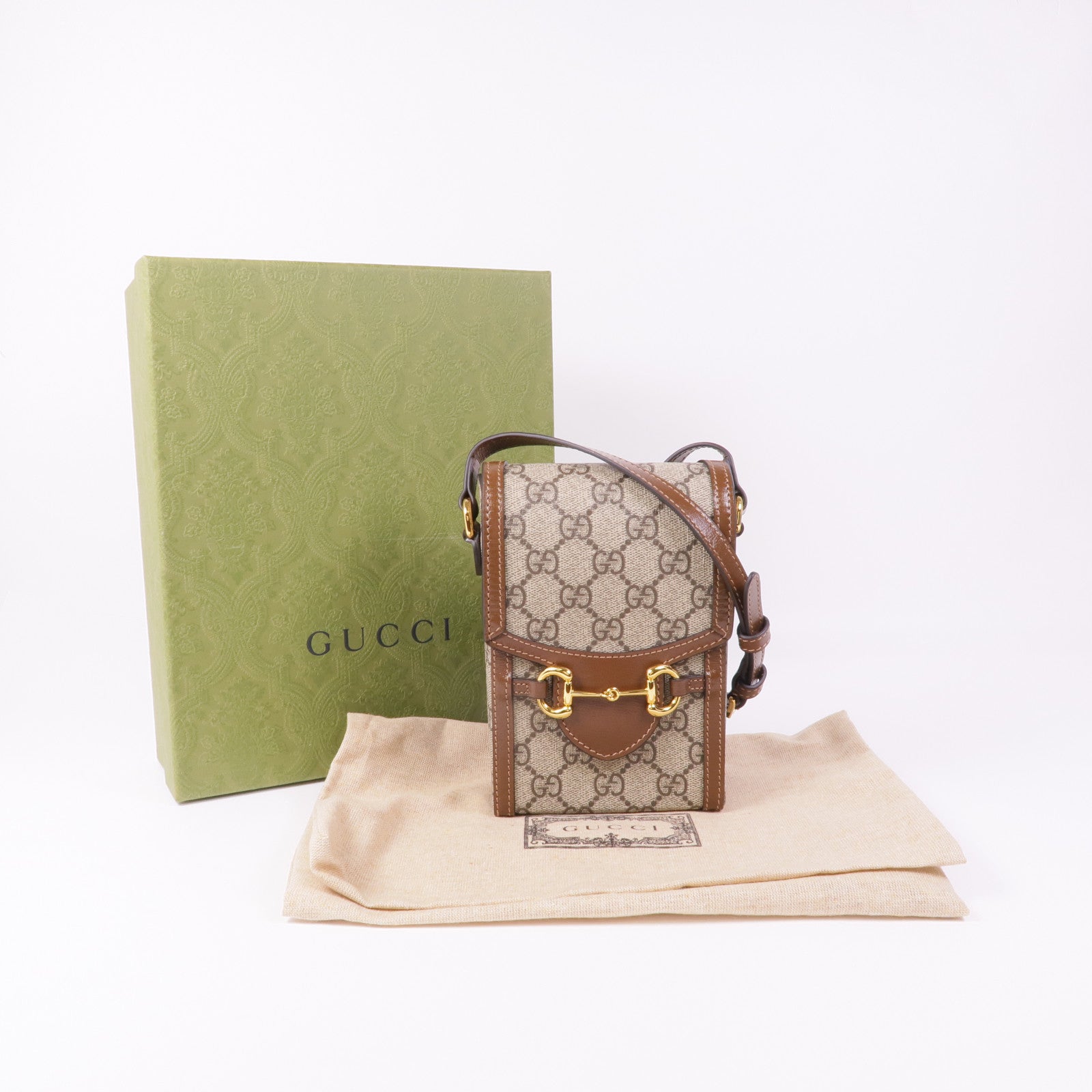 GUCCI 塗層帆布Horsebit 1955 Mini Bag金扣肩背袋