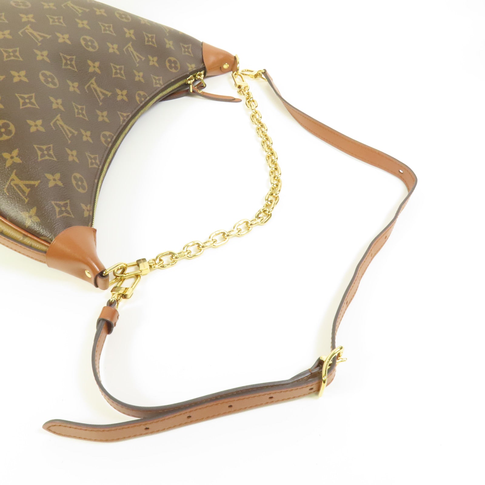 LOUIS VUITTON Monogram Reverse Loop Hobo金扣手挽肩背兩用袋棕色