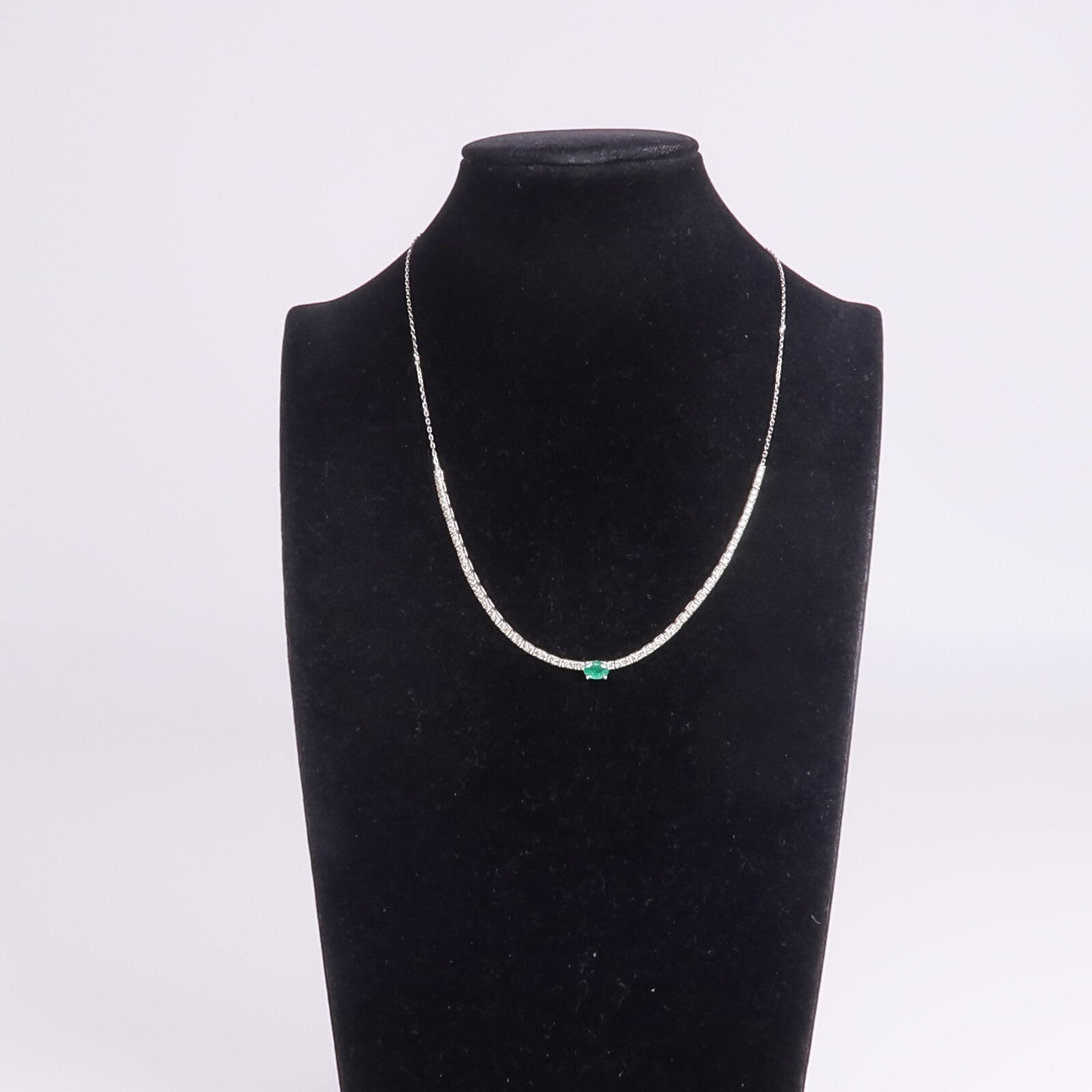 JEWELRY 18K白金Emerald Diamond Necklace綠寶石/鑽石項鍊
