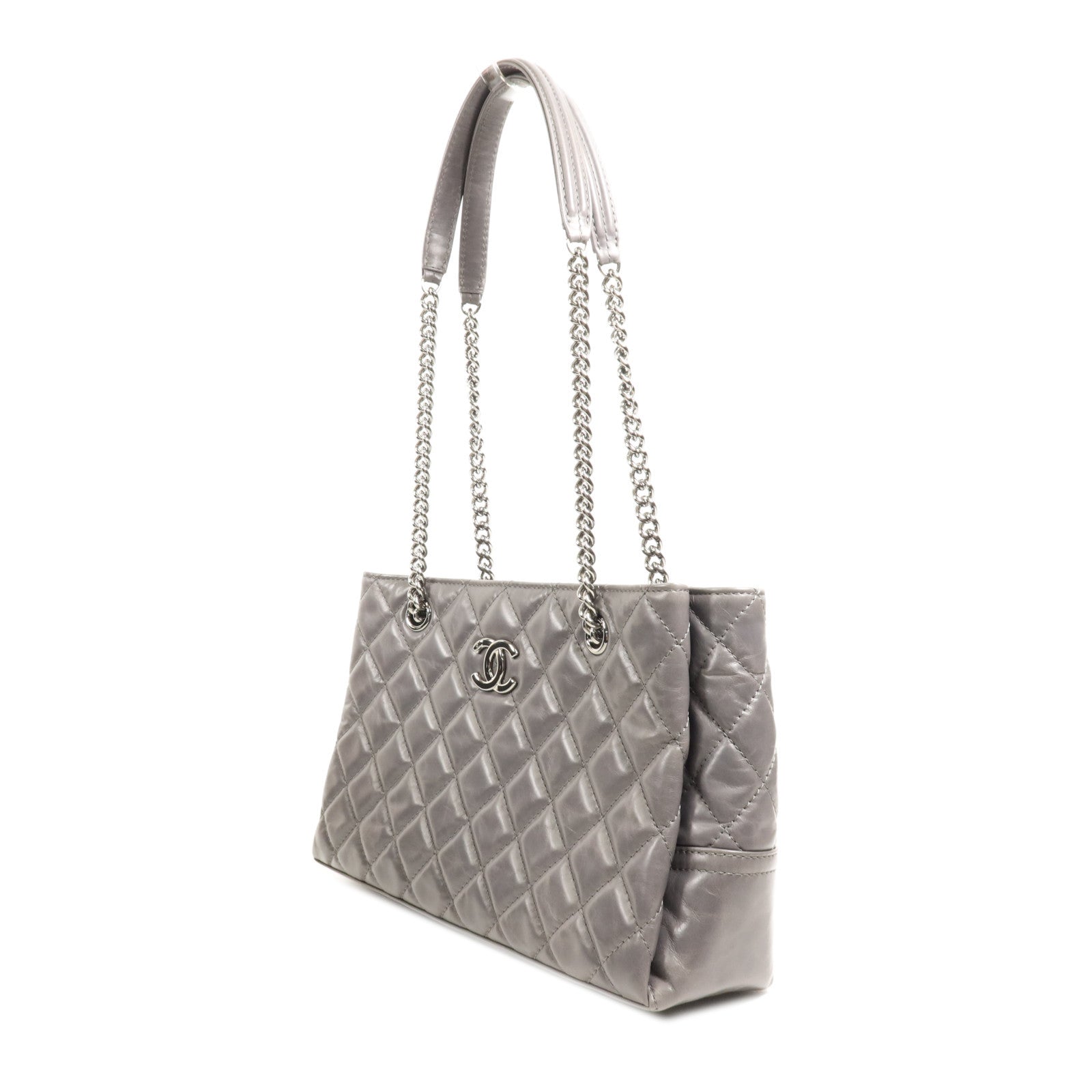 CHANEL 牛皮皮革Chain Shoulder Bag銀扣鏈帶肩背袋