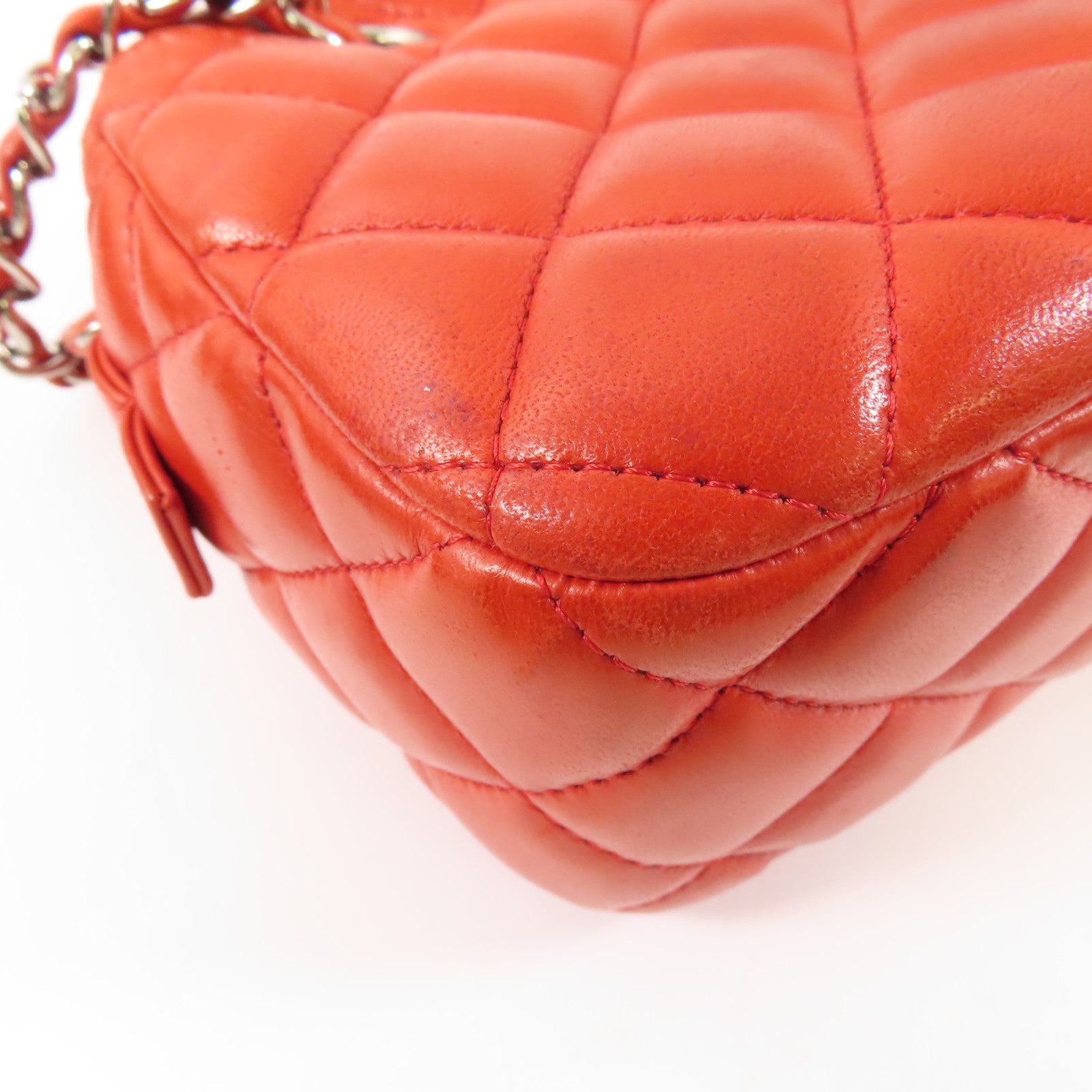 CHANEL 羊皮皮革Chain Shoulder銀扣鏈帶肩背袋