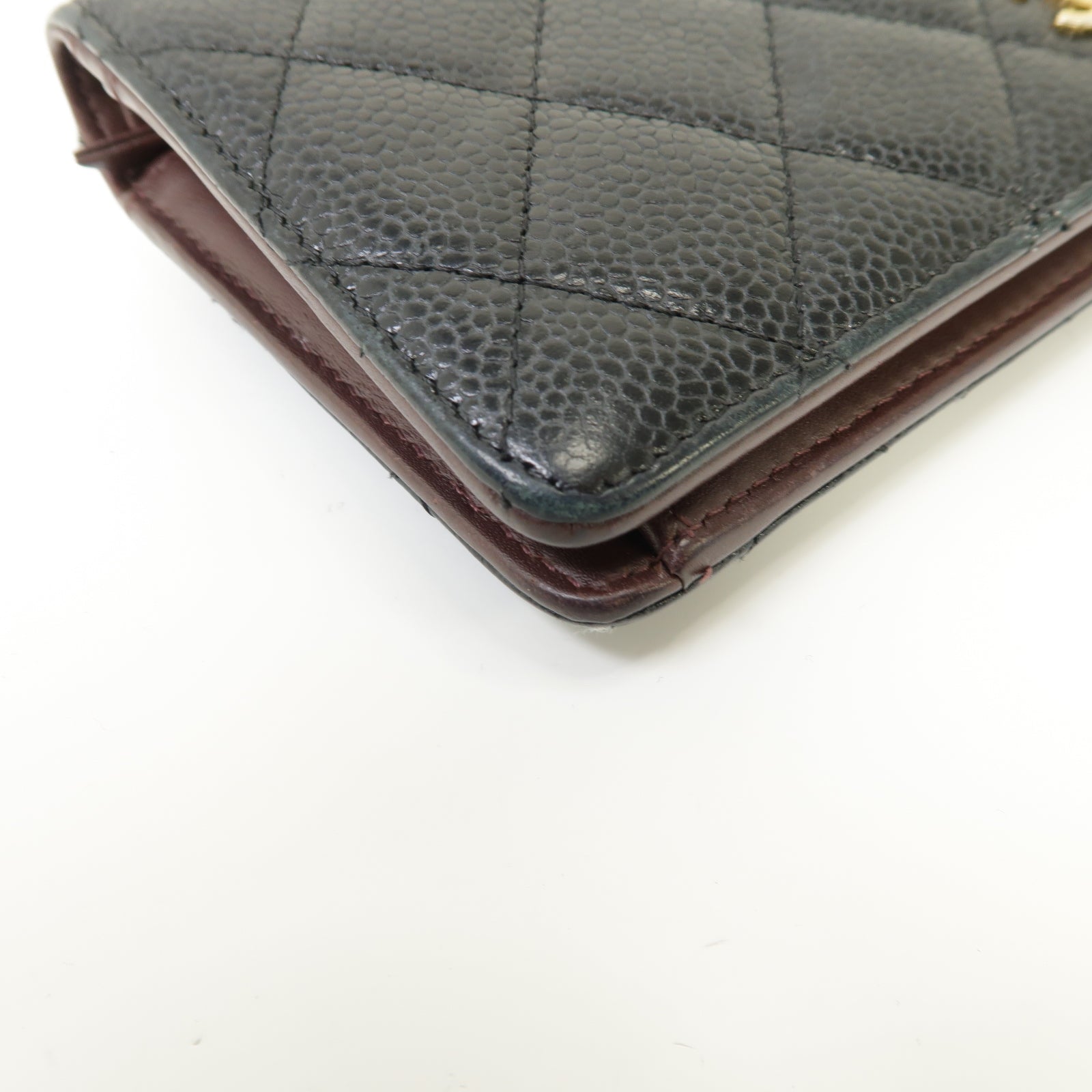 CHANEL 菱格Caviar皮革Long Wallet金扣長錢包黒色