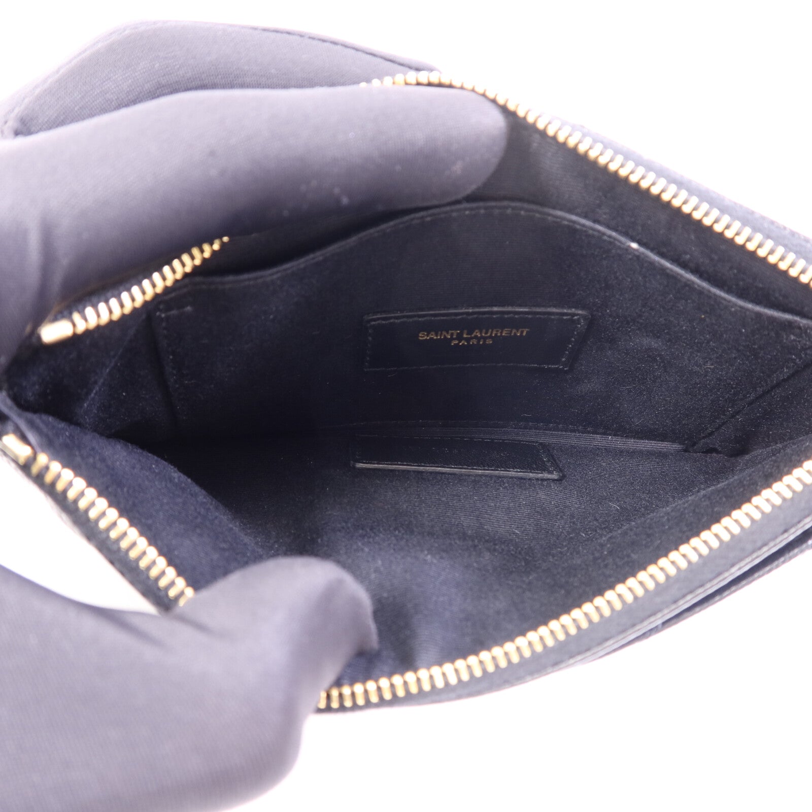 YVES SAINT LAURENT 牛皮皮革Clutch Bag金扣手拿包