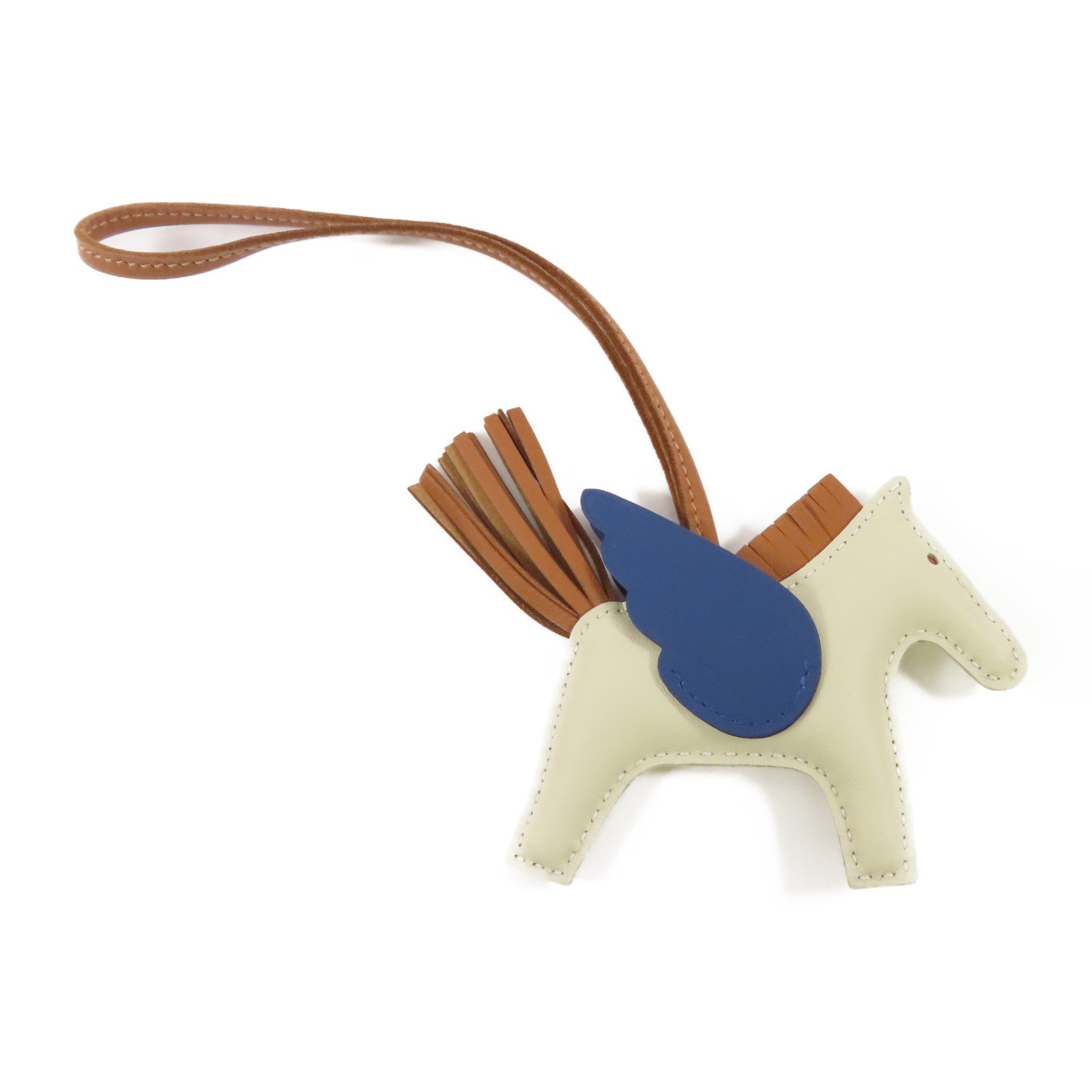 HERMES 牛皮皮革Rodeo Pegase PM掛飾10 Craie