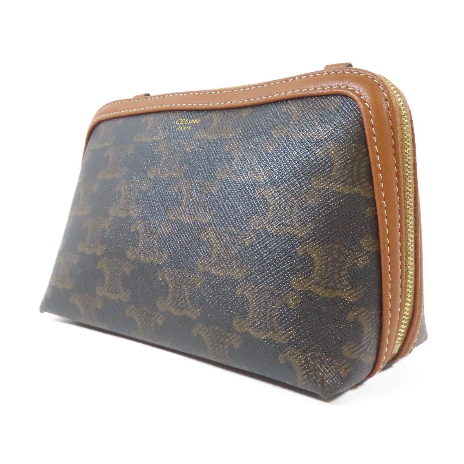 CELINE 帆布Shoulder Bag金扣肩背袋啡色