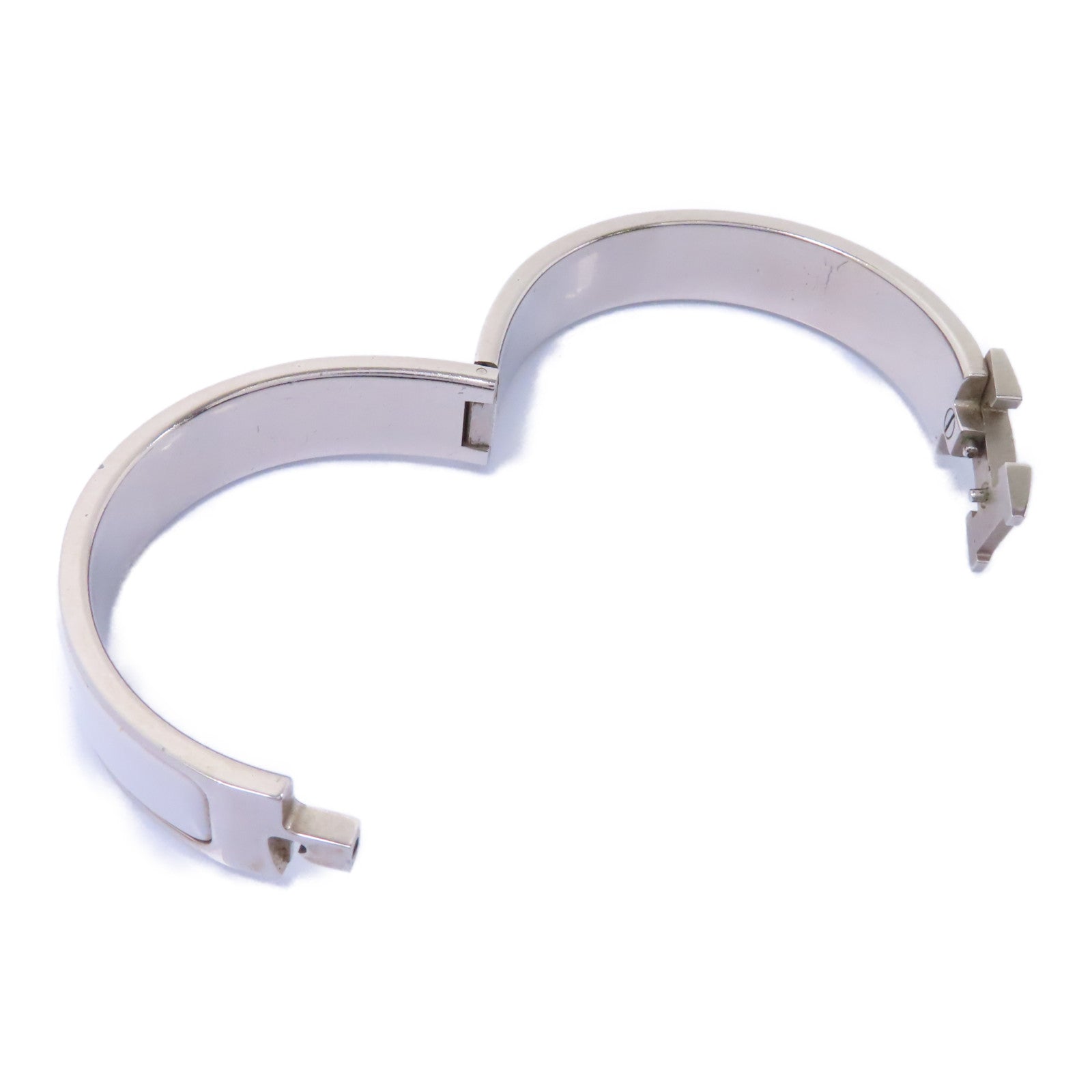 HERMES 琺瑯/金屬Clic H PM Bracelet手鐲白色/銀色
