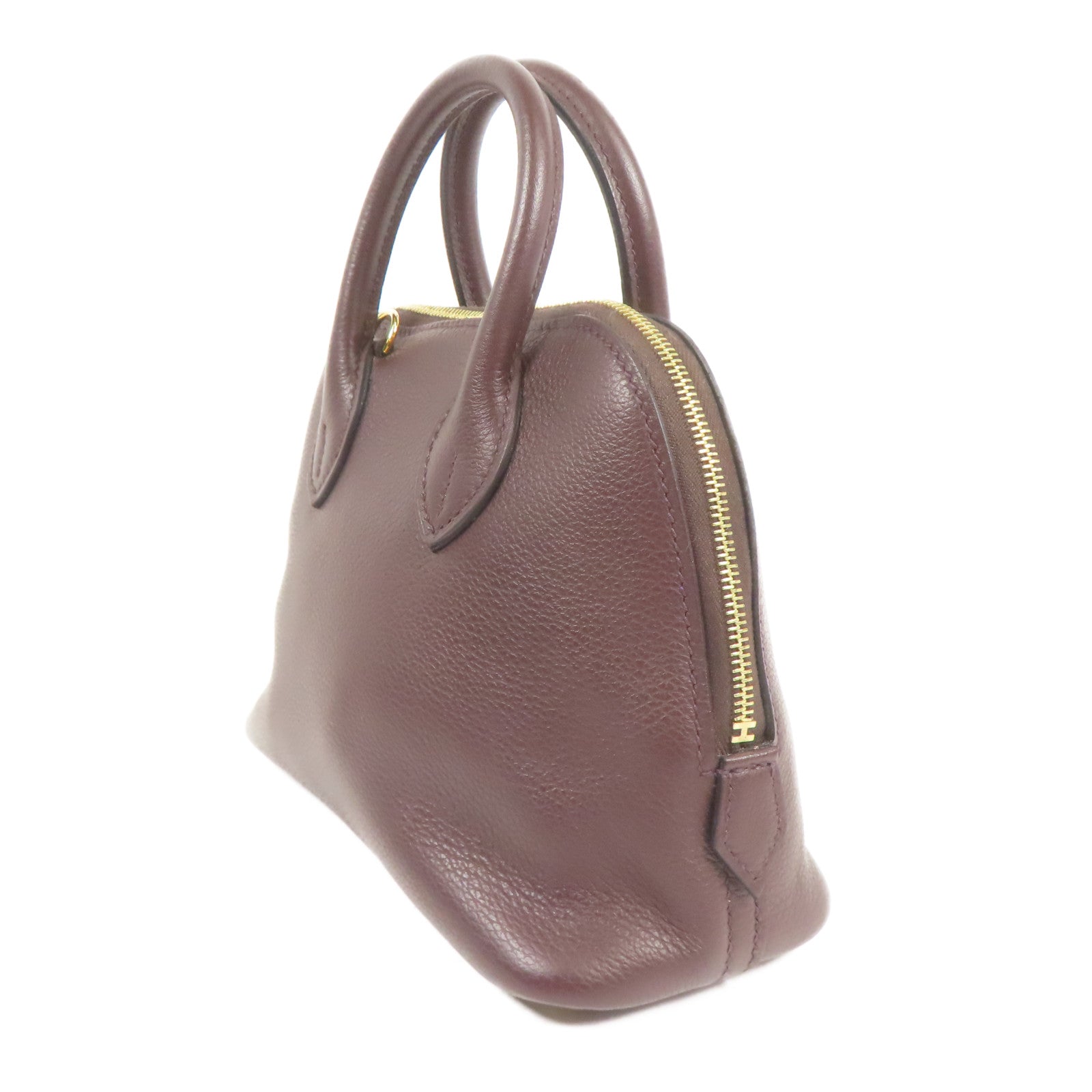 HERMES Evercolor皮革Bolide Mini金扣手挽肩背兩用袋Rouge Sellier