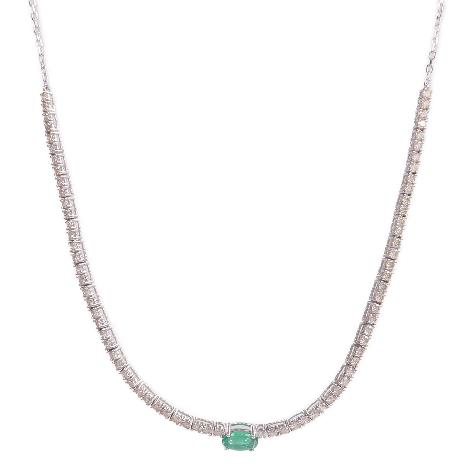 JEWELRY 18K白金Emerald Diamond Necklace綠寶石/鑽石項鍊