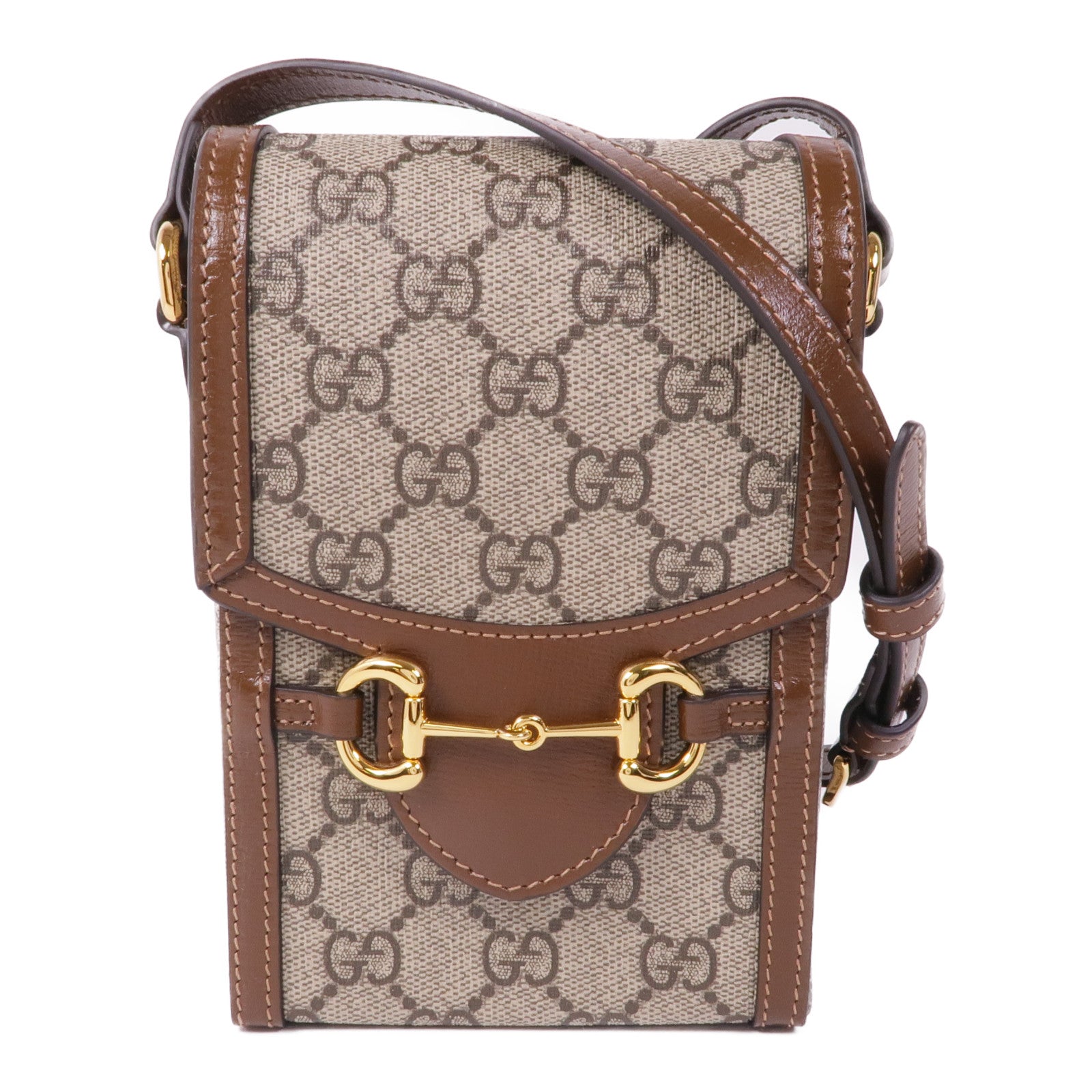 GUCCI 塗層帆布Horsebit 1955 Mini Bag金扣肩背袋