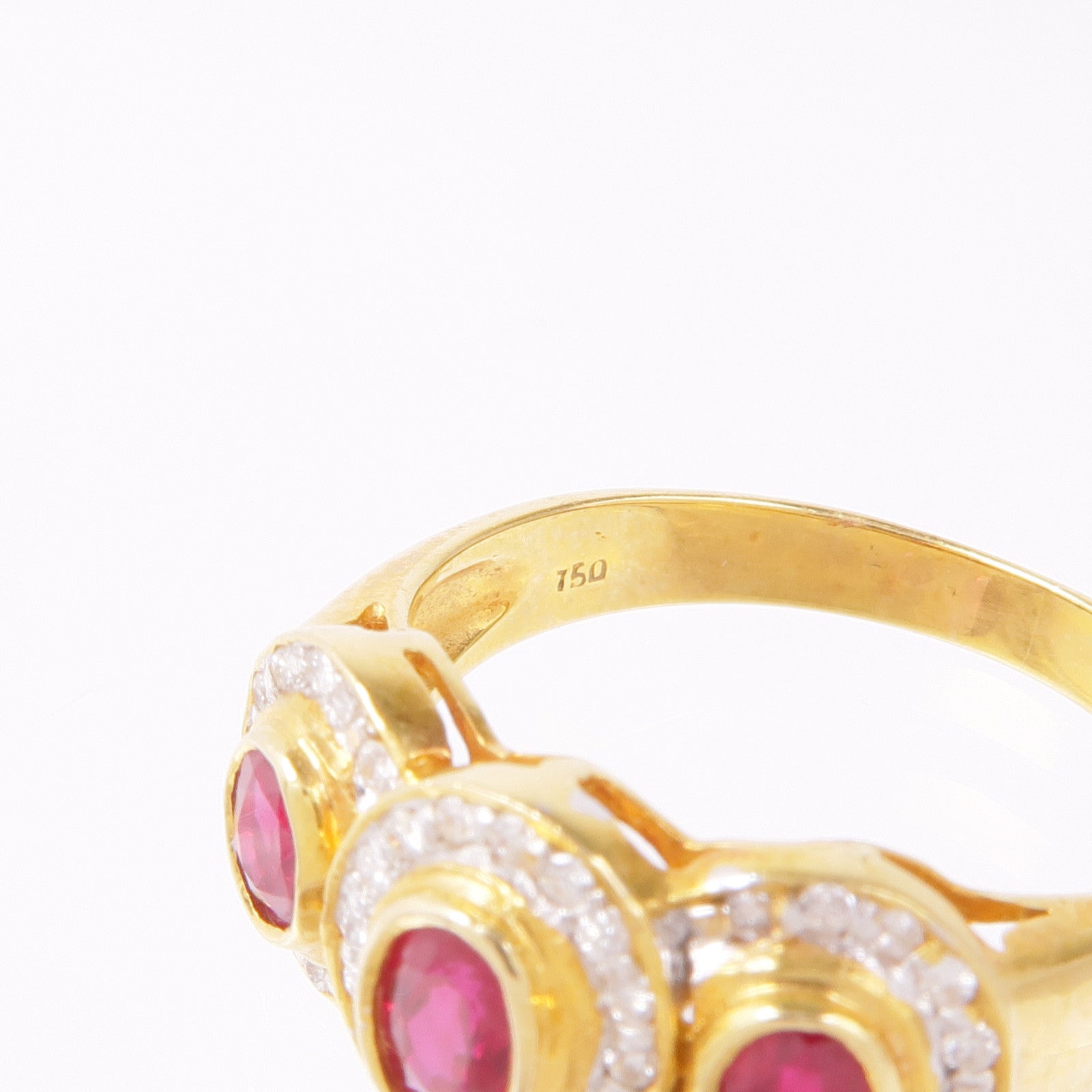 JEWELRY 18K黃金Ruby Diamond Ring紅寶石/鑽石戒指US#7.25