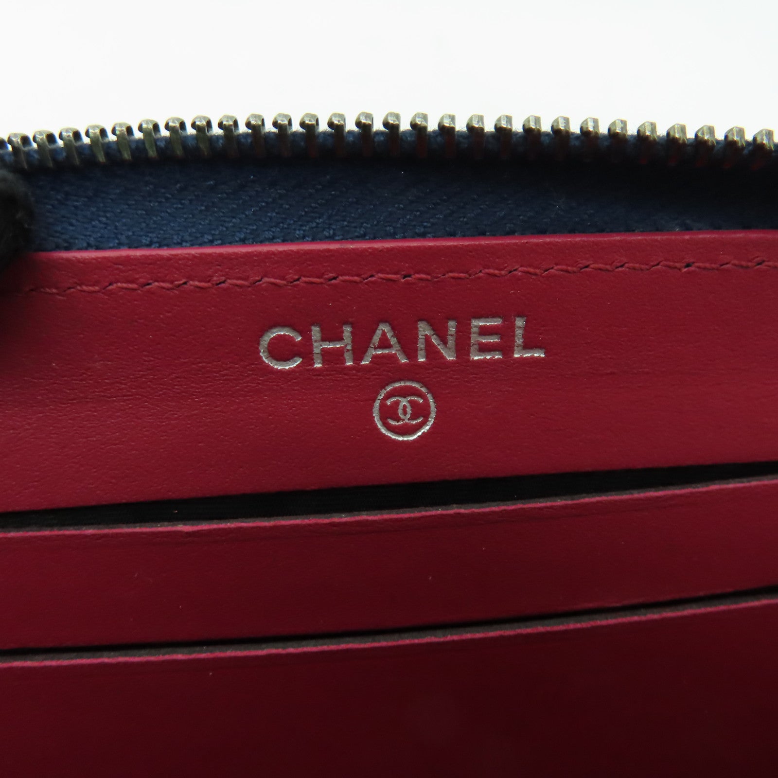 CHANEL **【激減優惠】菱格牛皮皮革Wallet金扣錢包深藍色/黒色