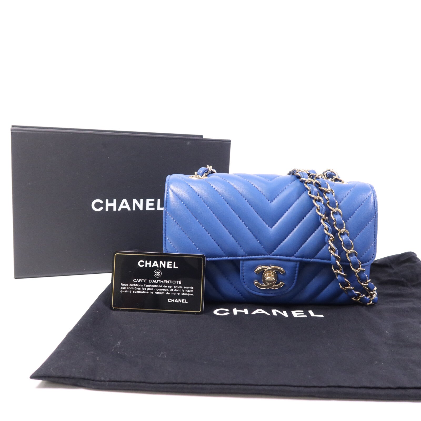 CHANEL 牛皮皮革Mini Classic 20銀扣鏈帶肩背袋
