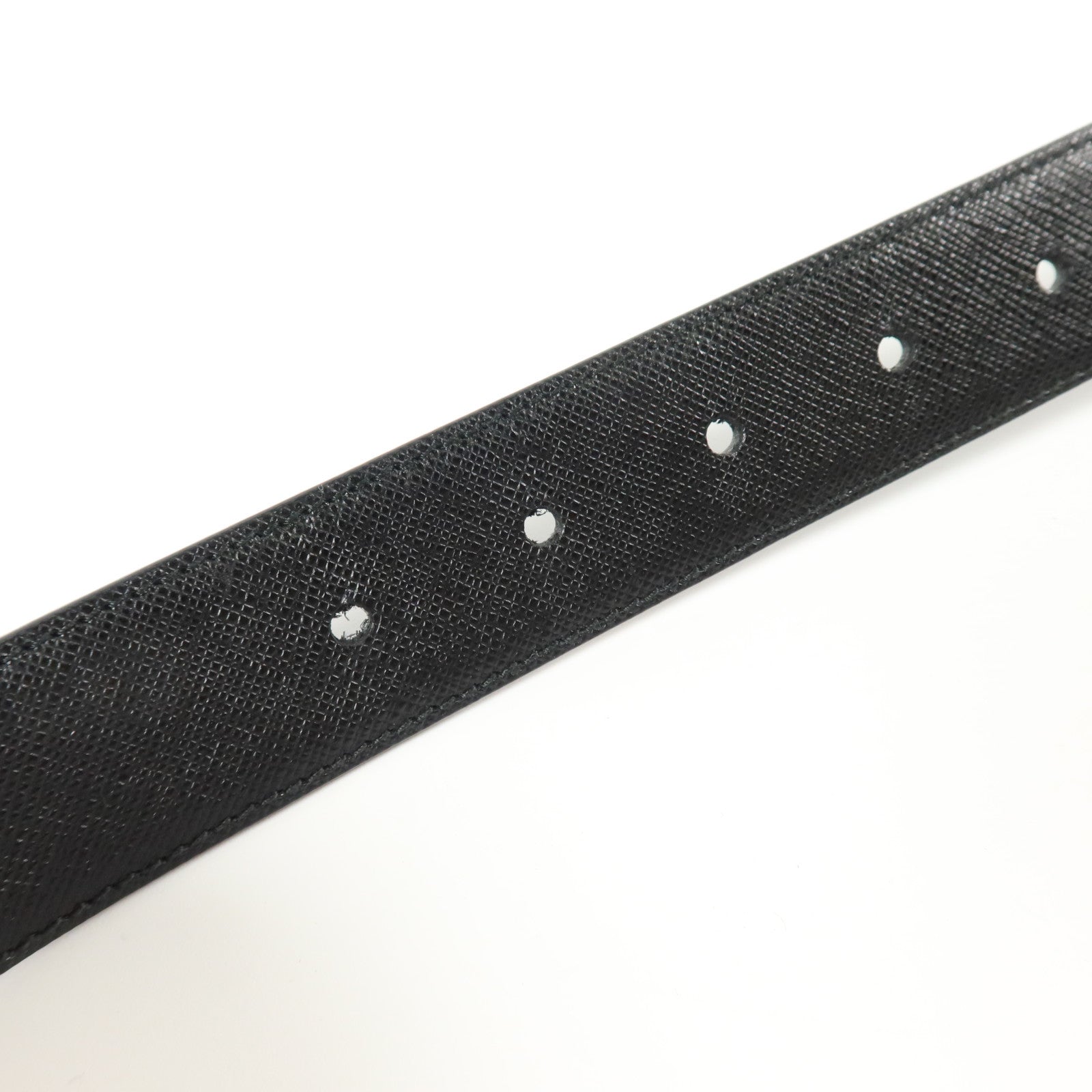 PRADA Saffiano皮革Triangle Saffiano Leather Belt 90cm銀扣皮帶
