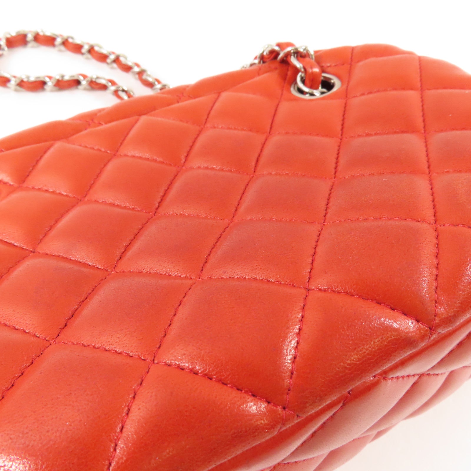 CHANEL 羊皮皮革Chain Shoulder銀扣鏈帶肩背袋
