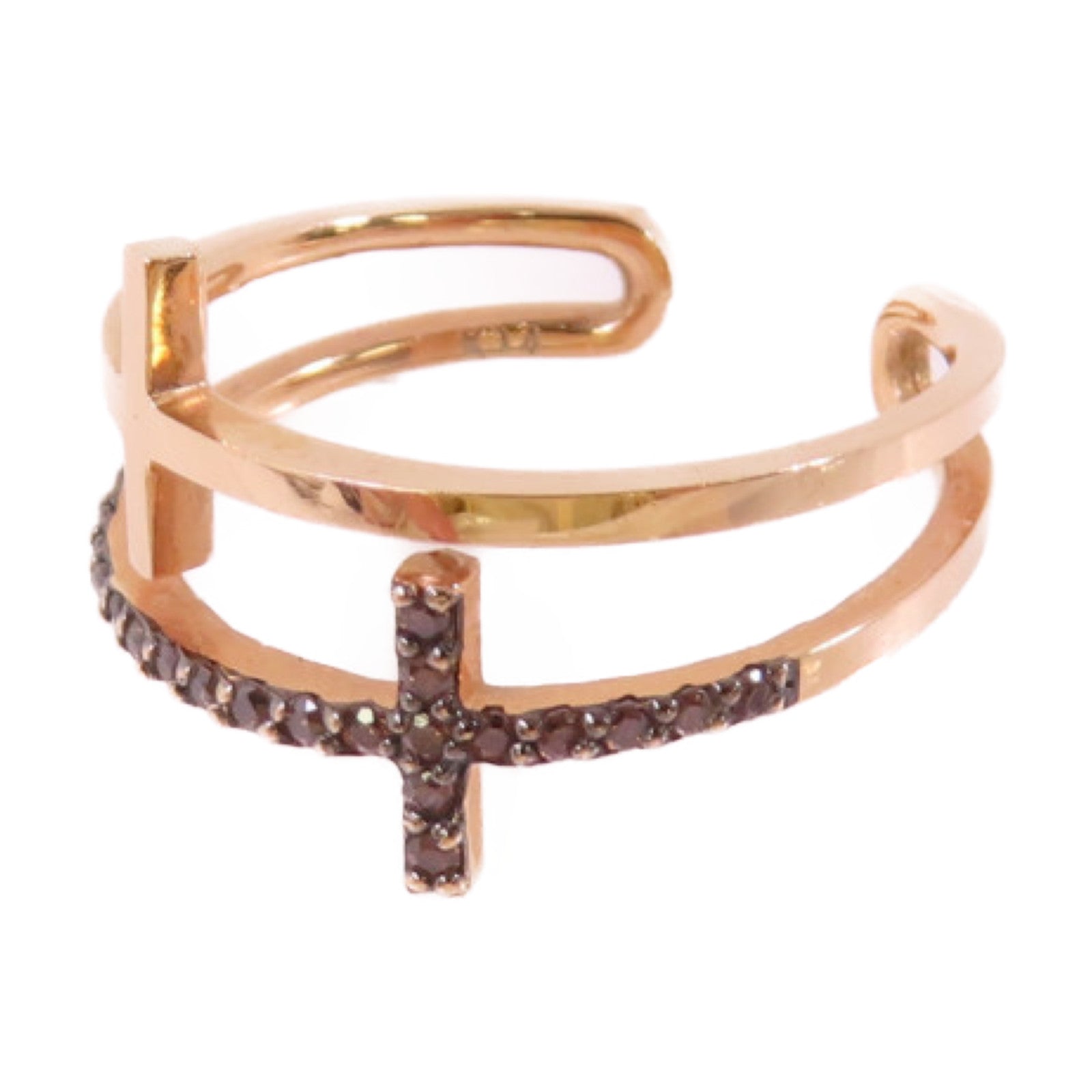 JEWELRY 14K玫瑰金/啡色鑽石Brown Diamond Ring戒指US#6.75