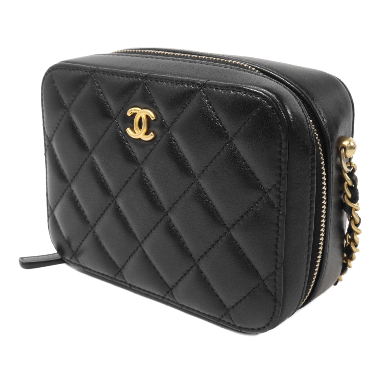 CHANEL 羊皮皮革Mini Camera Bag With Gold Ball鏈帶肩背袋
