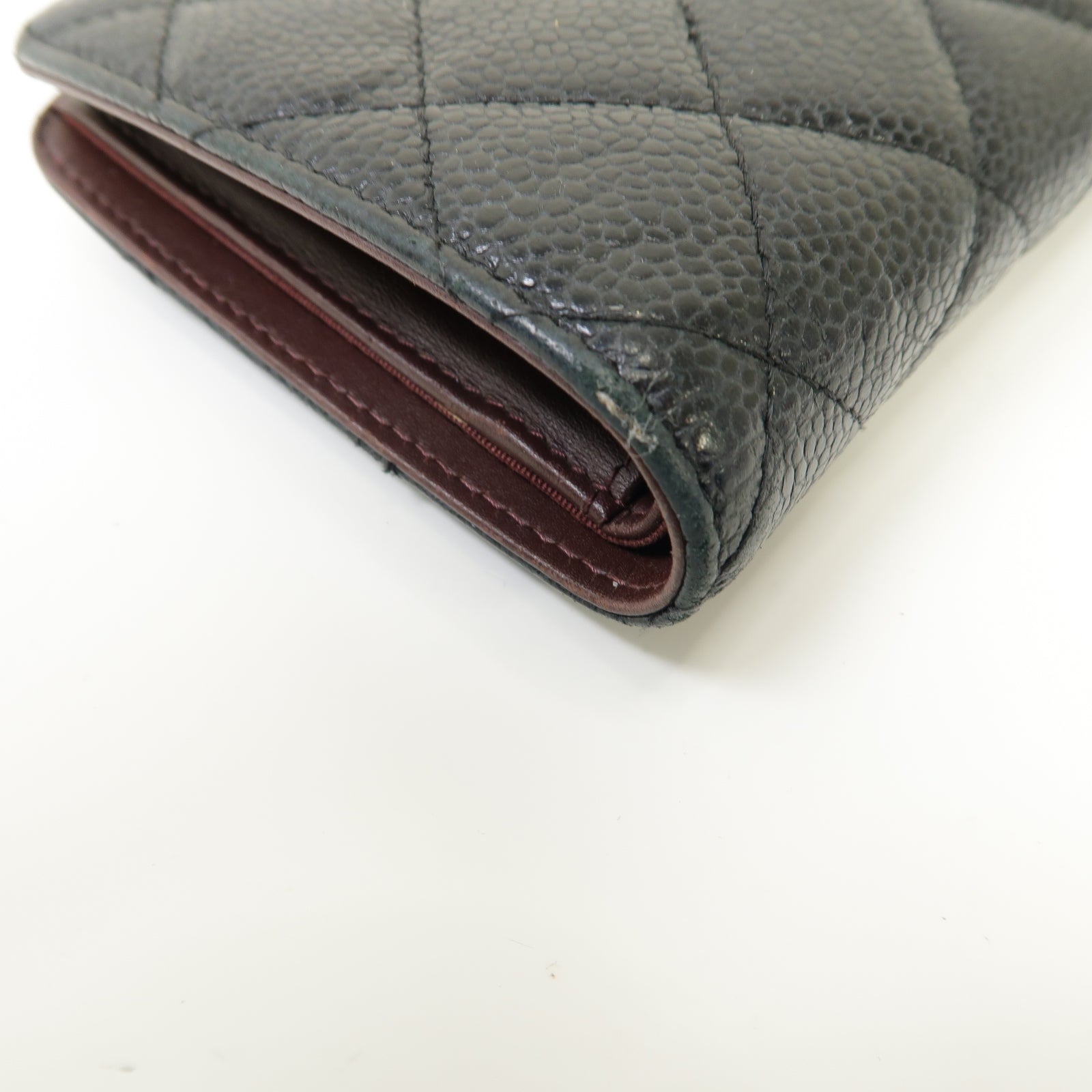 CHANEL 菱格Caviar皮革Long Wallet金扣長錢包黒色