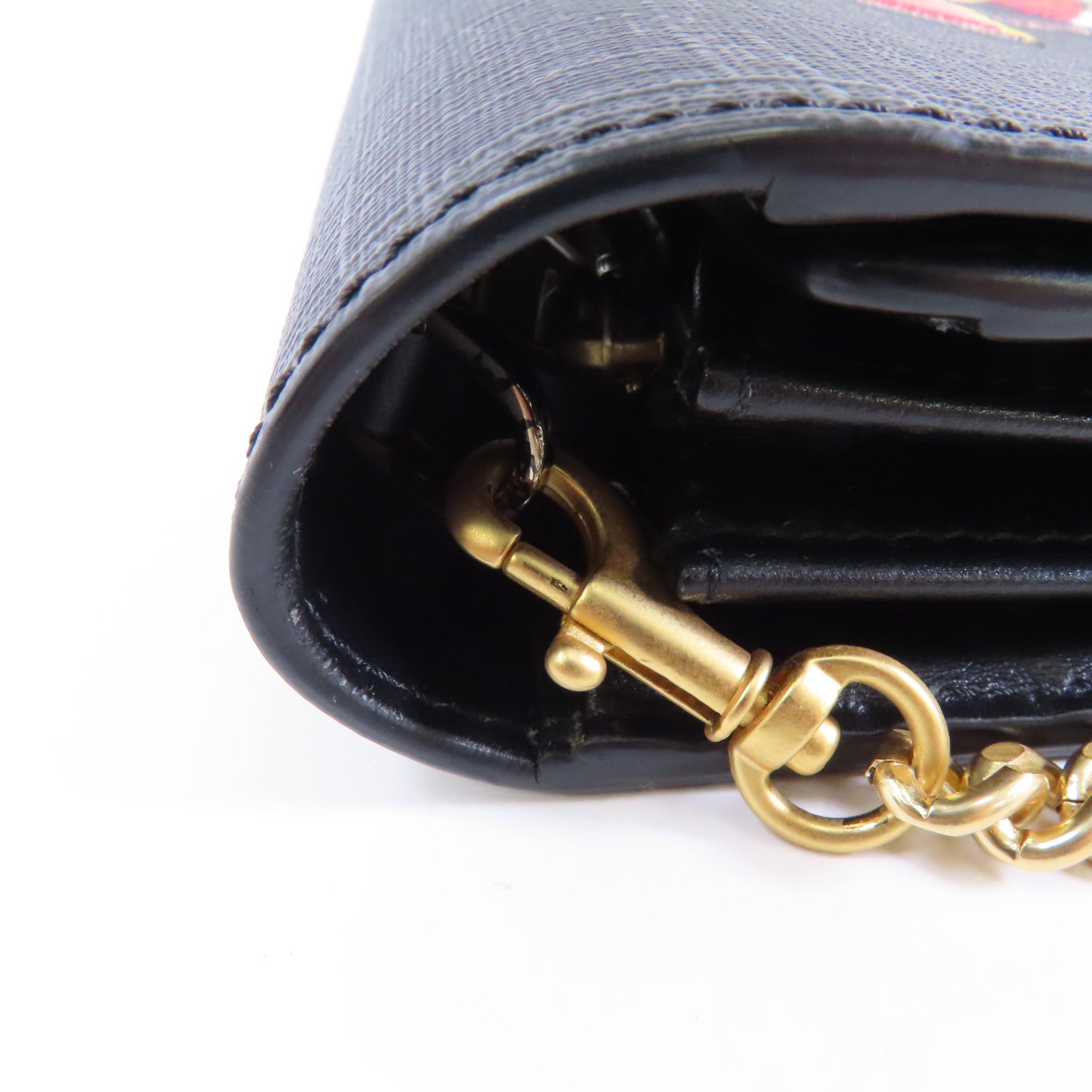 MOSCHINO 塗層帆布Chain Shoulder Bag金扣鏈帶肩背袋黑色