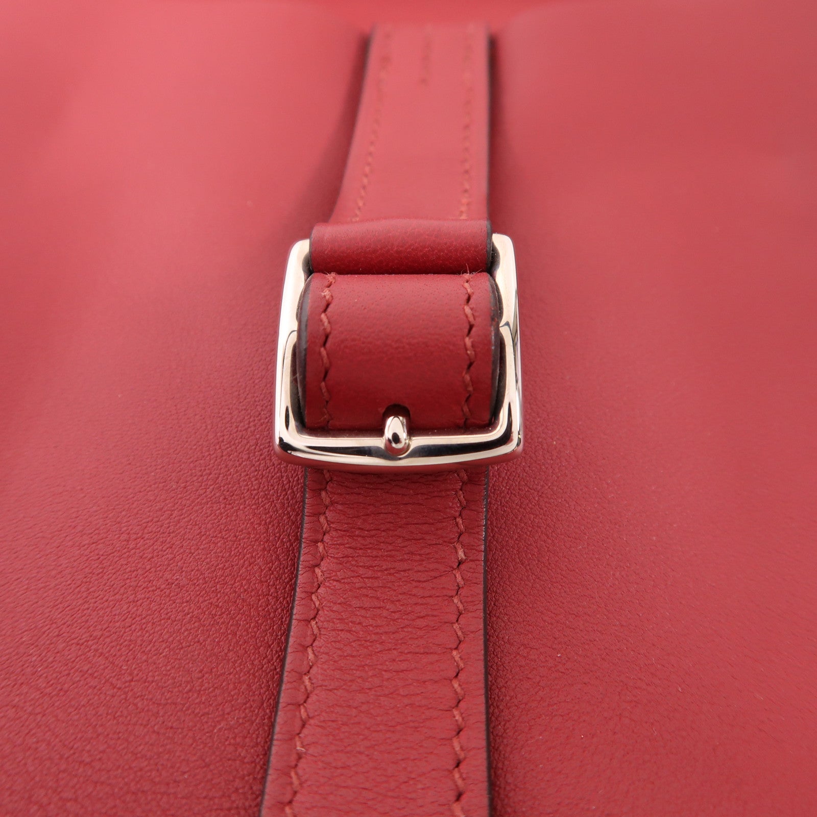 HERMES Swift皮革Mini Halzan銀扣手挽肩背兩用袋Rouge Garance