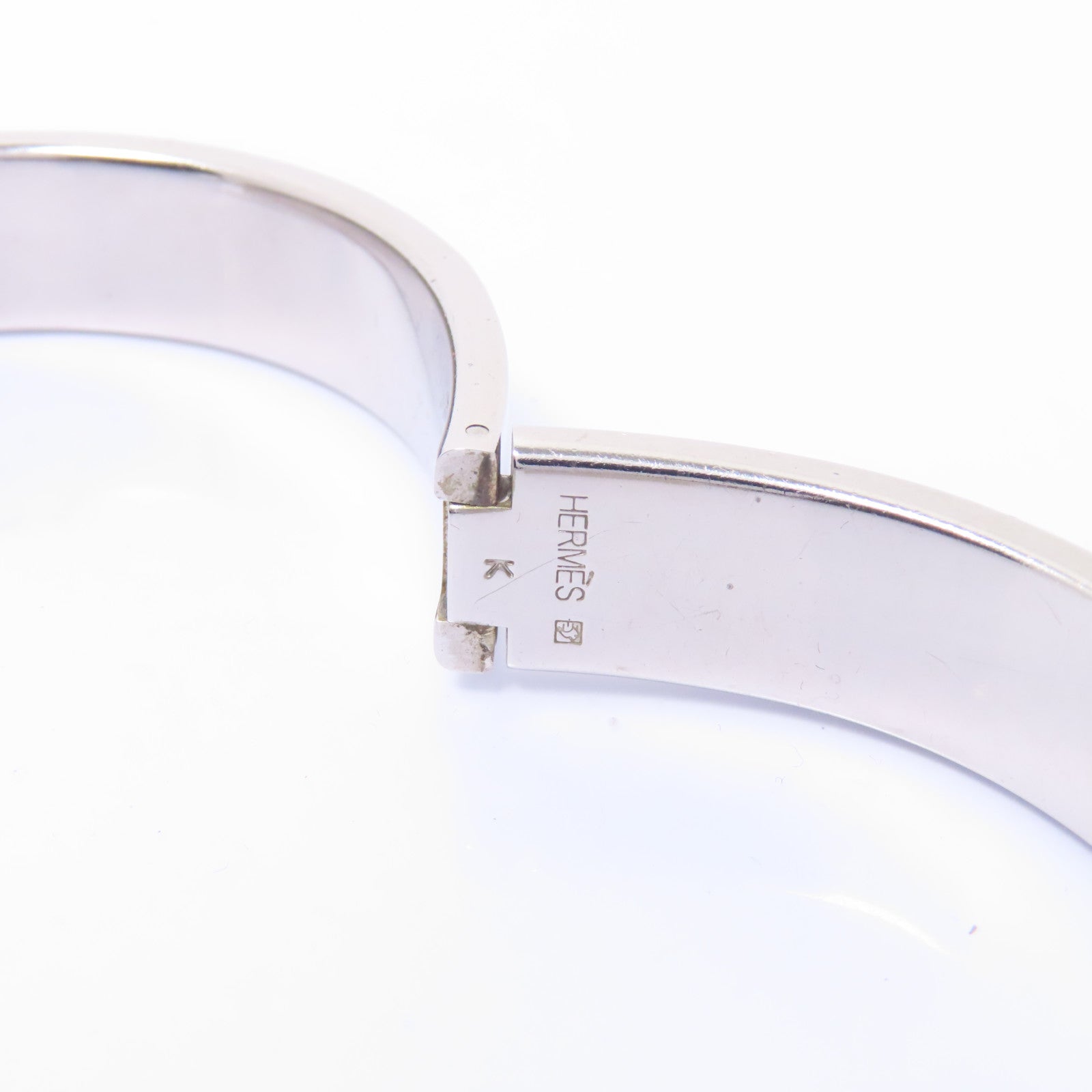 HERMES 琺瑯/金屬Clic H PM Bracelet手鐲白色/銀色