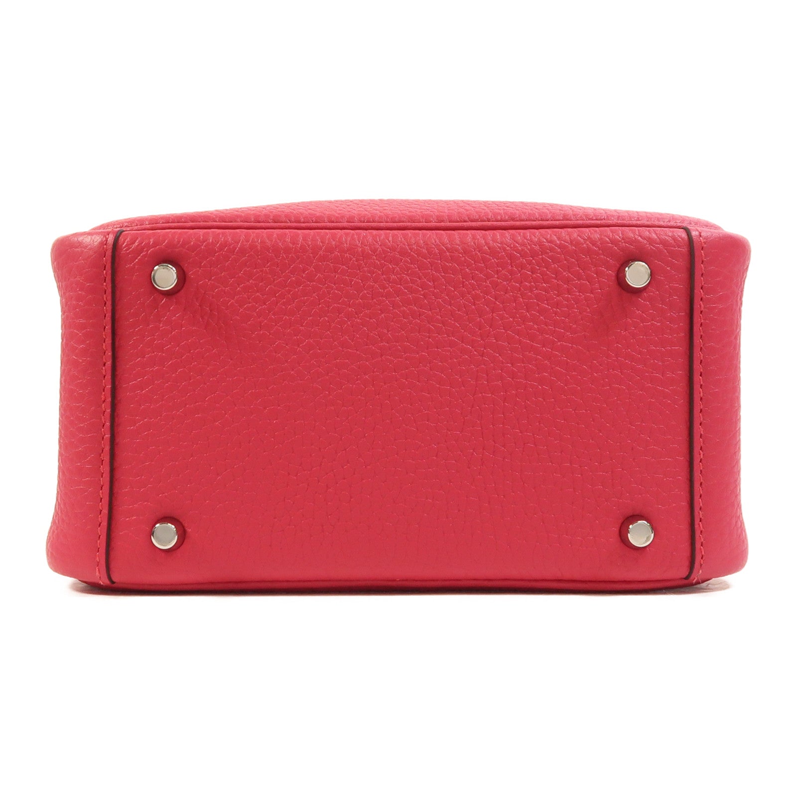 HERMES Clemence皮革Mini Lindy銀扣手挽肩背兩用袋Rose Extreme