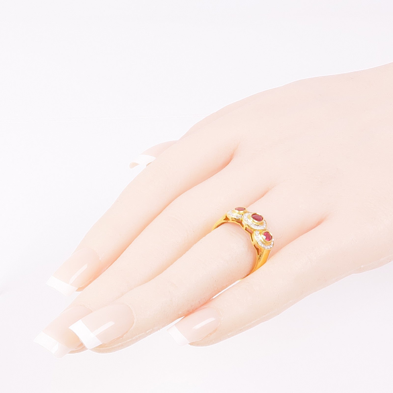 JEWELRY 18K黃金Ruby Diamond Ring紅寶石/鑽石戒指US#7.25