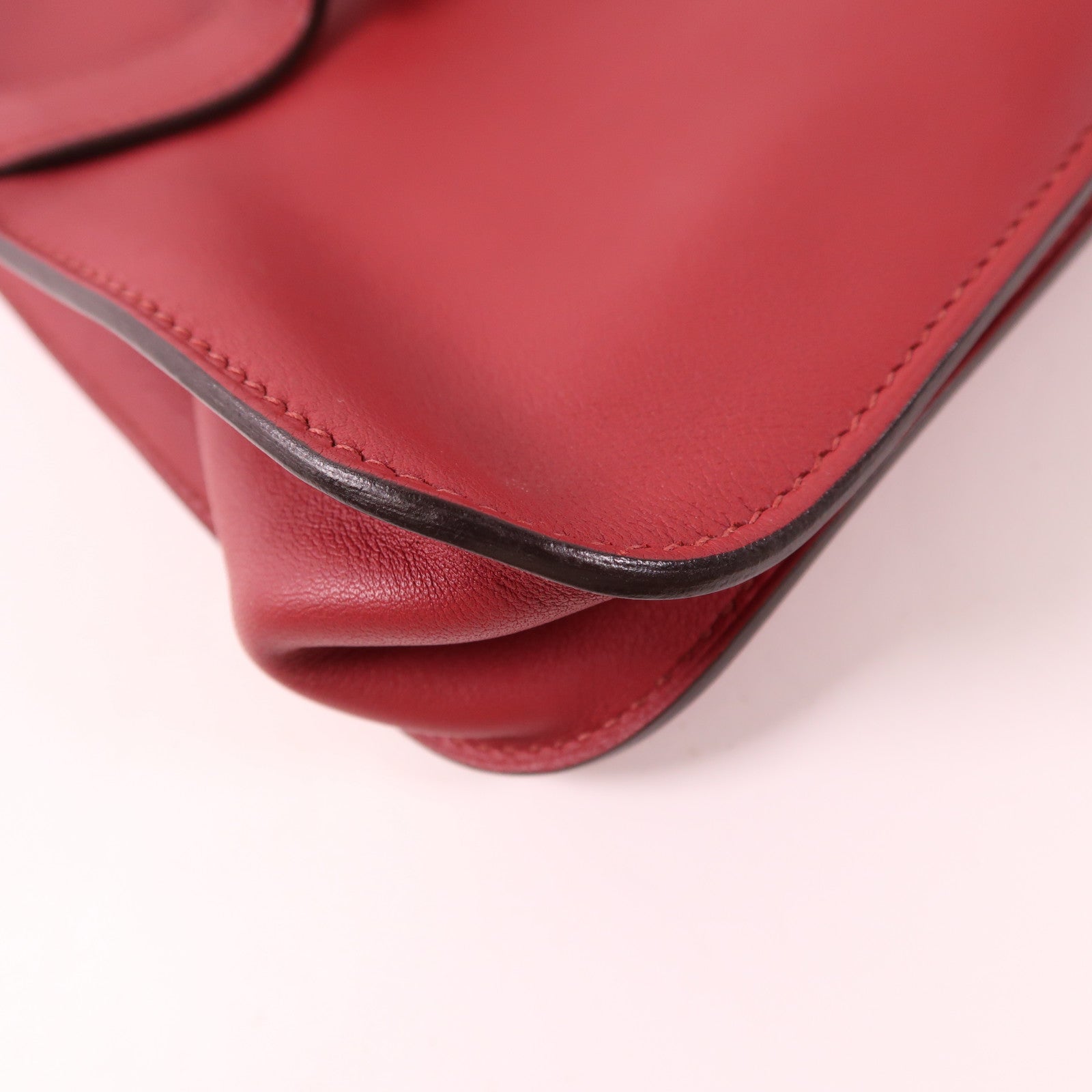 HERMES Swift皮革Mini Halzan銀扣手挽肩背兩用袋Rouge Garance