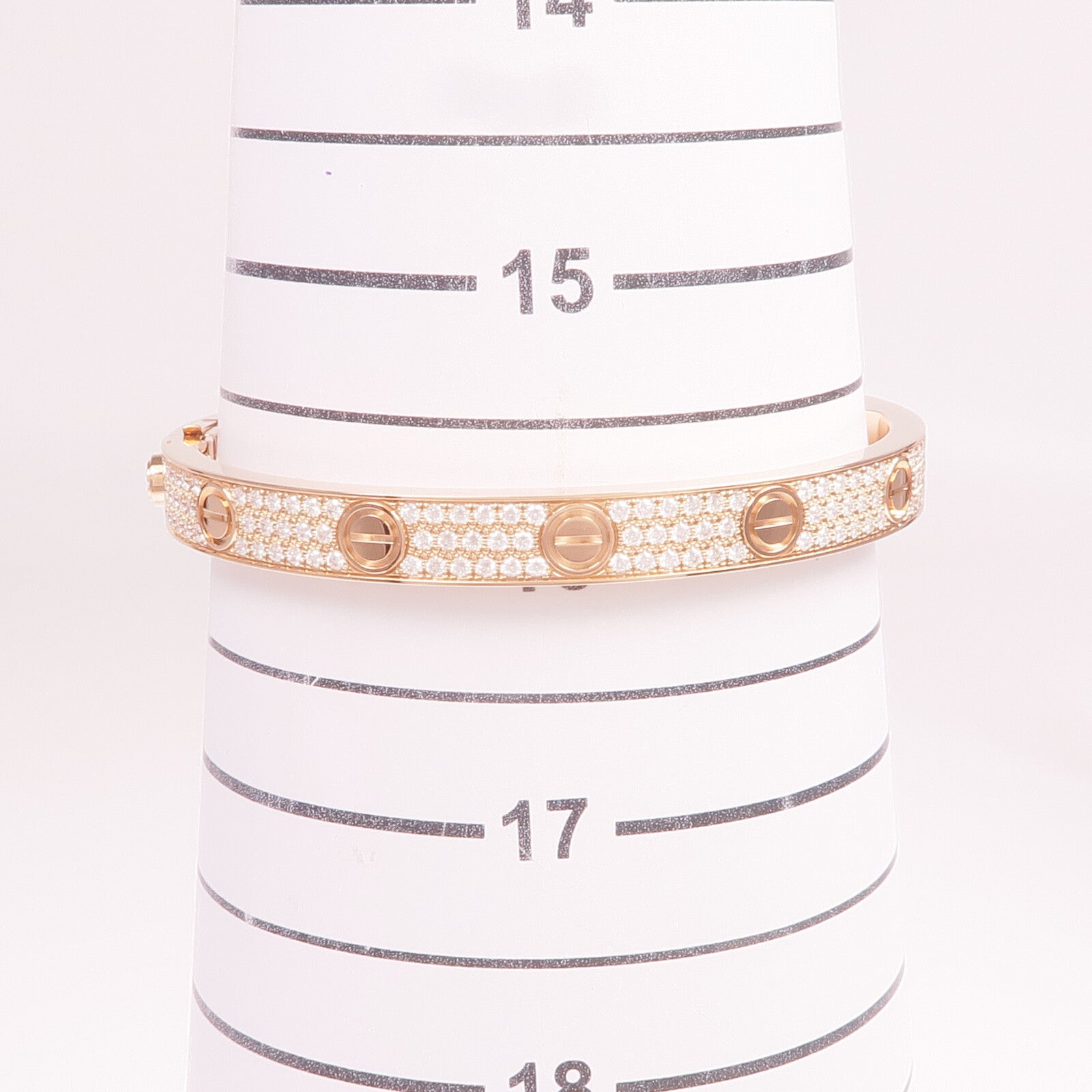 CARTIER 18K玫瑰金Love Bracelet Classic Model鑽石手鐲Cartier#17