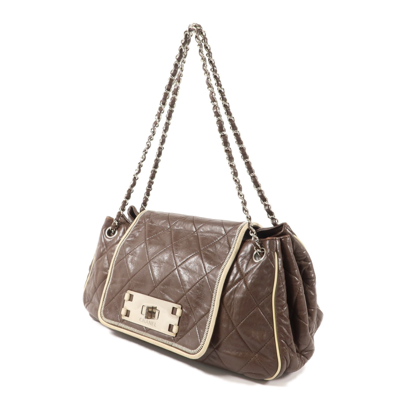 CHANEL 牛皮皮革East West Accordion Flap鏈帶肩背袋