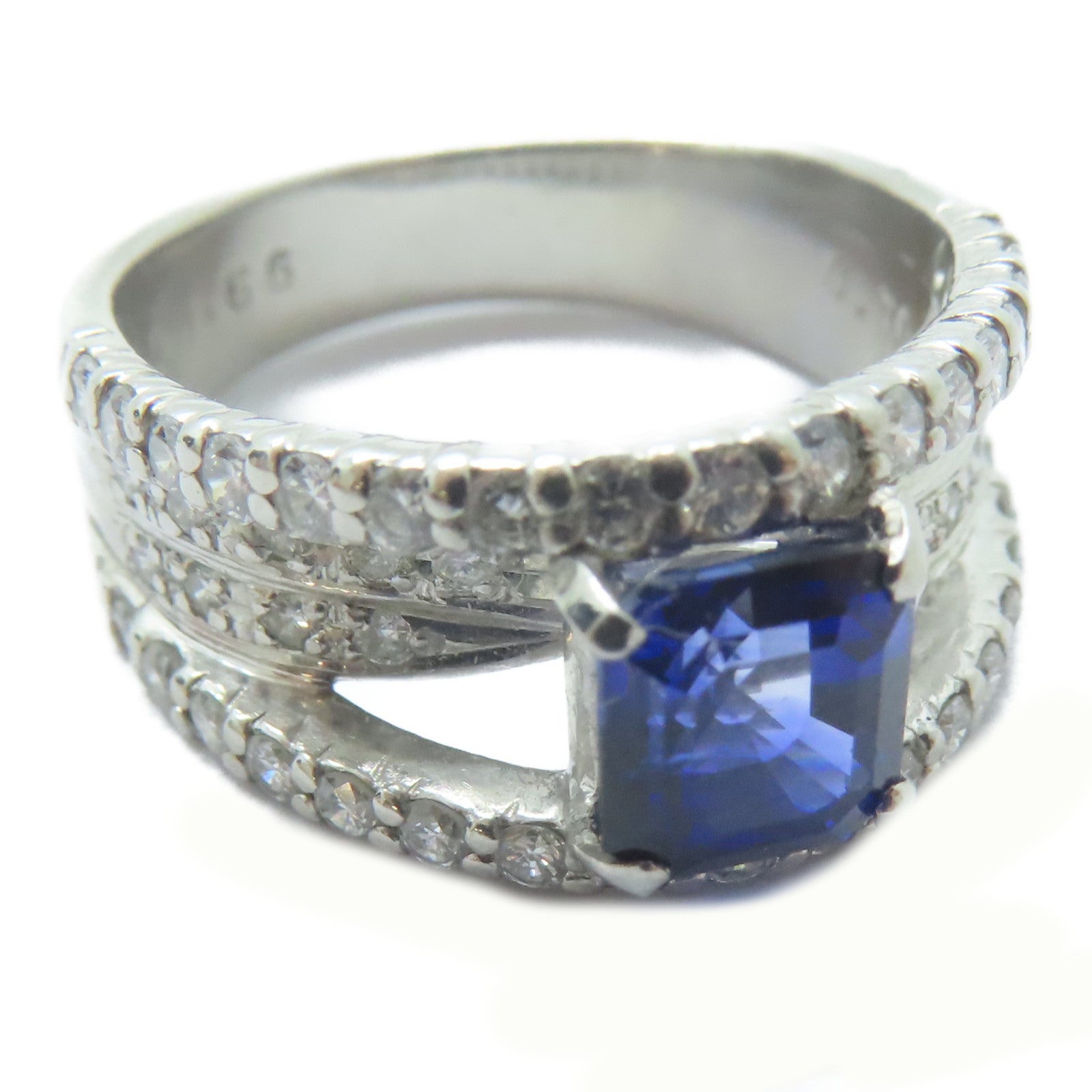 JEWELRY 【激減優惠】PT900鉑金Sapphire Ring1.56ct藍寶石/0.7ct鑚石戒指US#5.75