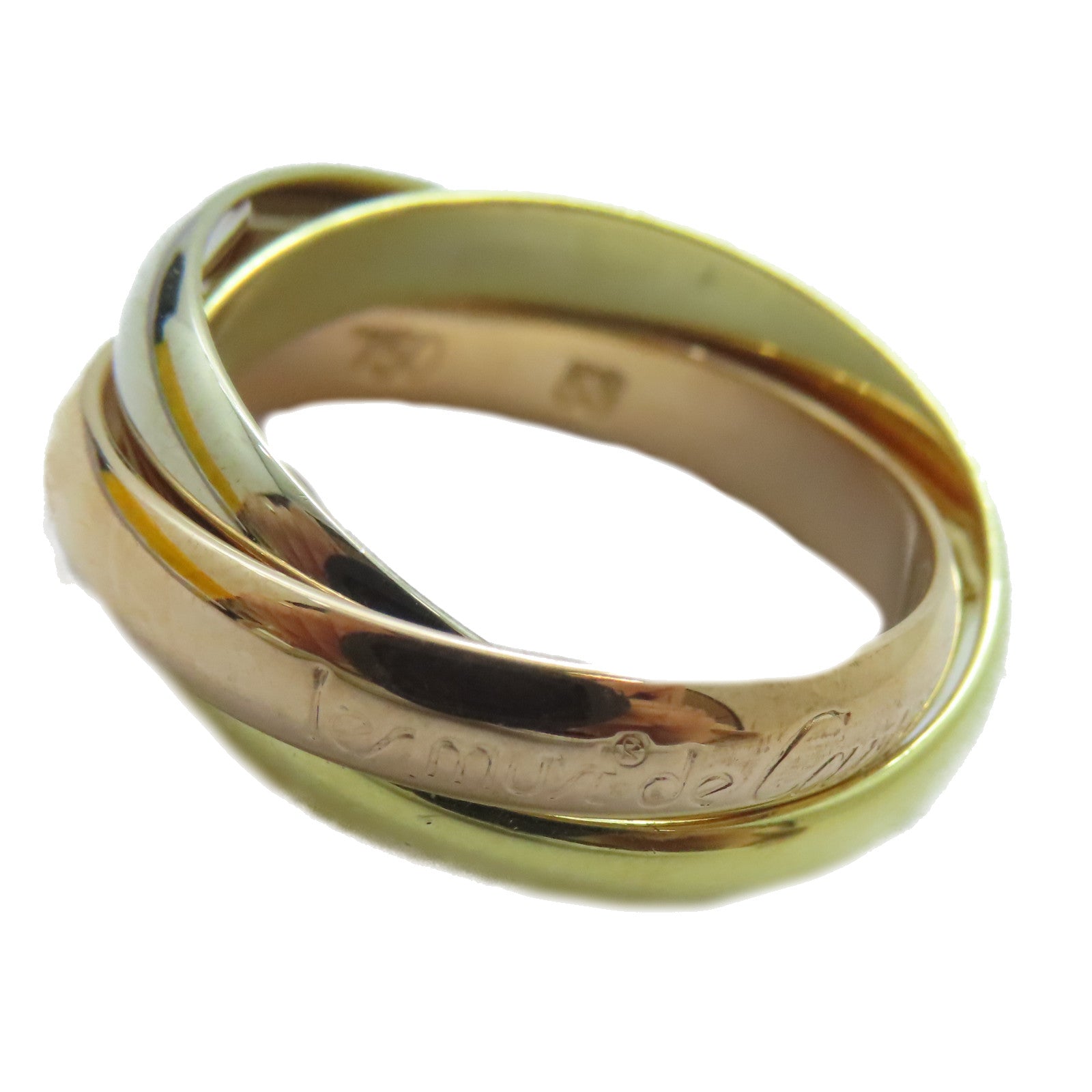 CARTIER 18K黃金/白金/玫瑰金Trinity戒指Cartier#53/US#6.25