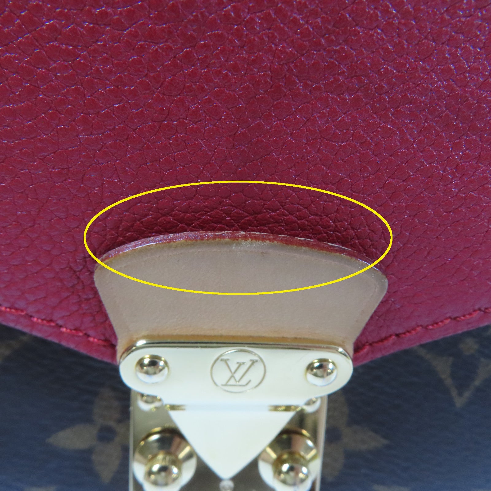 LOUIS VUITTON Monogram Pallas Chain Bag金扣鏈帶肩背袋啡色/紅色