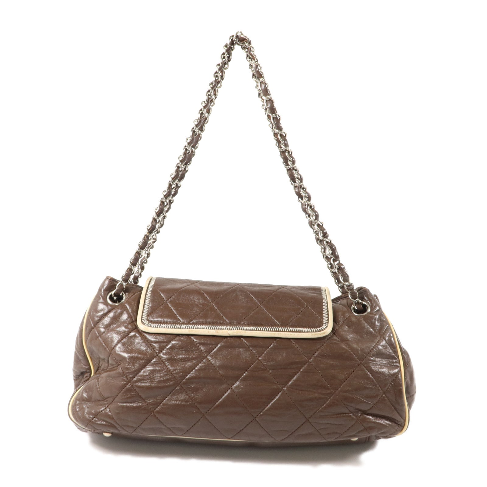 CHANEL 牛皮皮革East West Accordion Flap鏈帶肩背袋