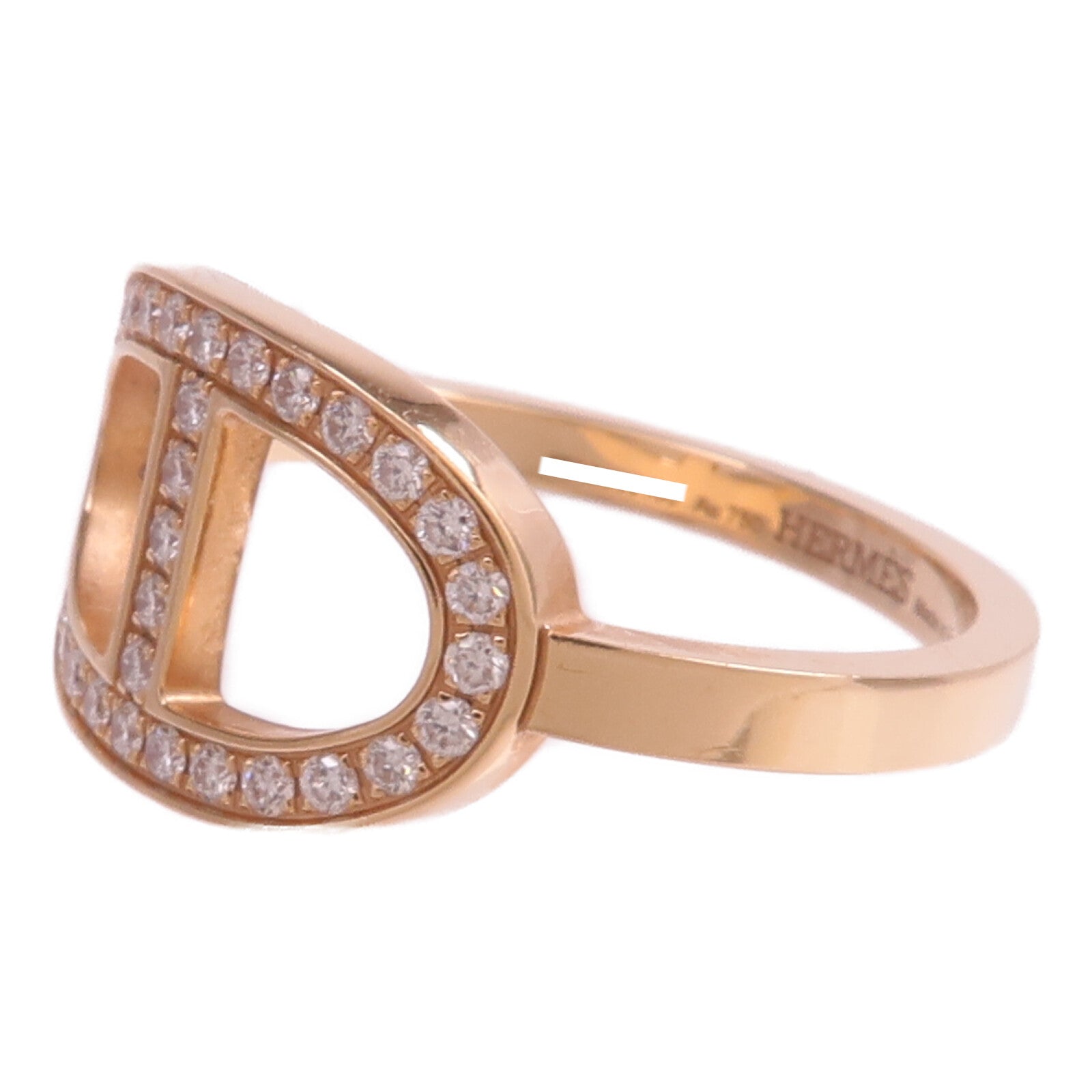 HERMES 18K玫瑰金Chaine d'ancre Contour Ring鑽石戒指Hermes#53/US#6.5