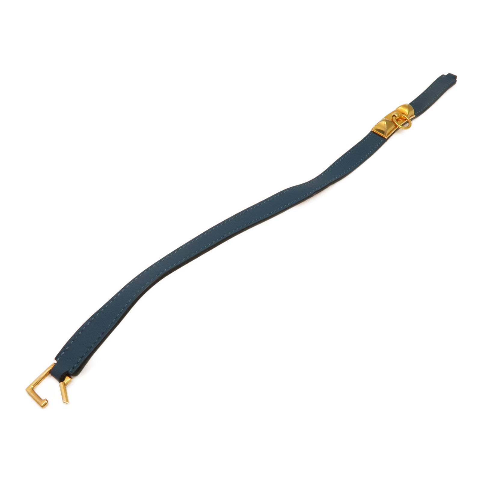 HERMES 【激減優惠】Swift皮革Rivale Double Tour Bracelet金扣手鏈Navy