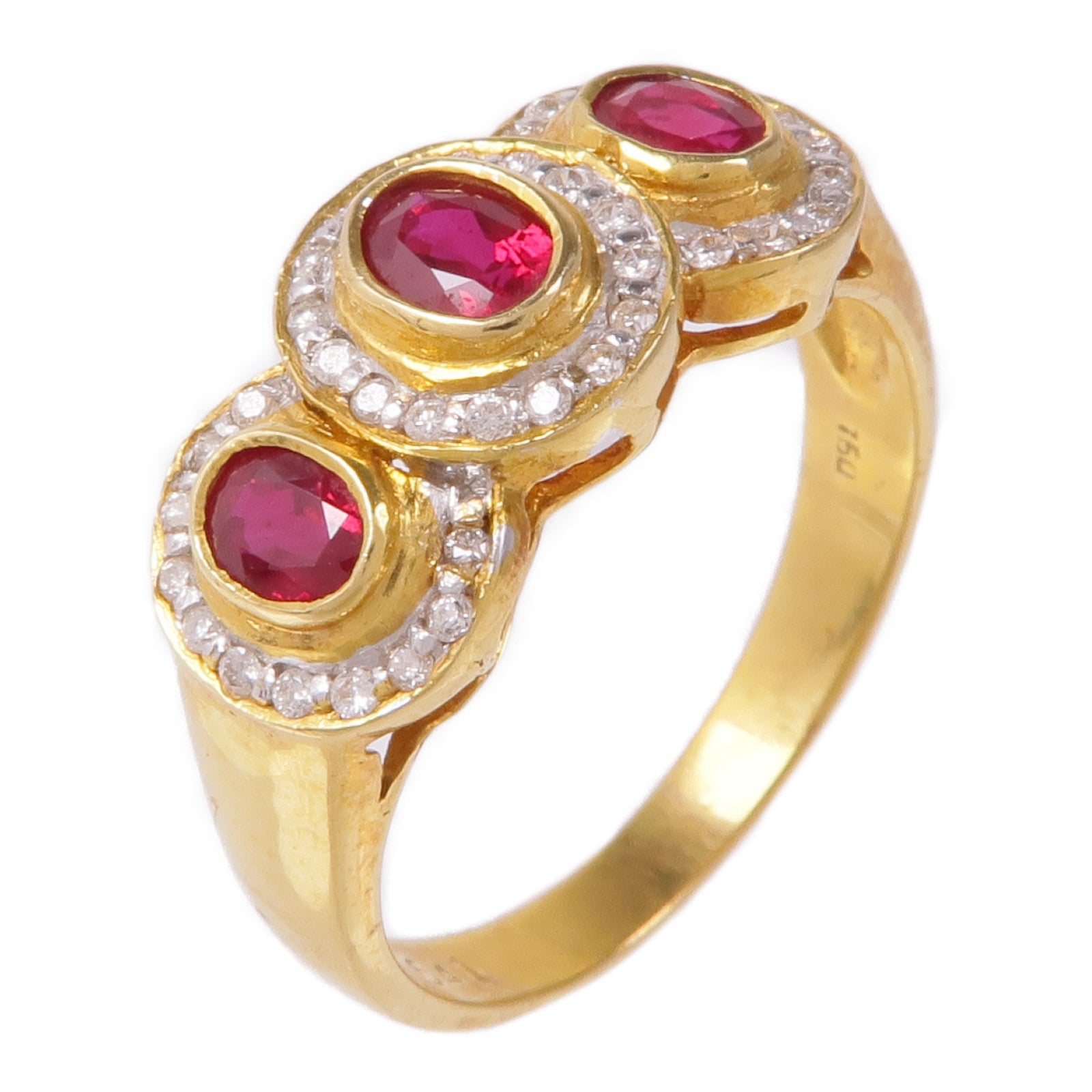 JEWELRY 18K黃金Ruby Diamond Ring紅寶石/鑽石戒指US#7.25