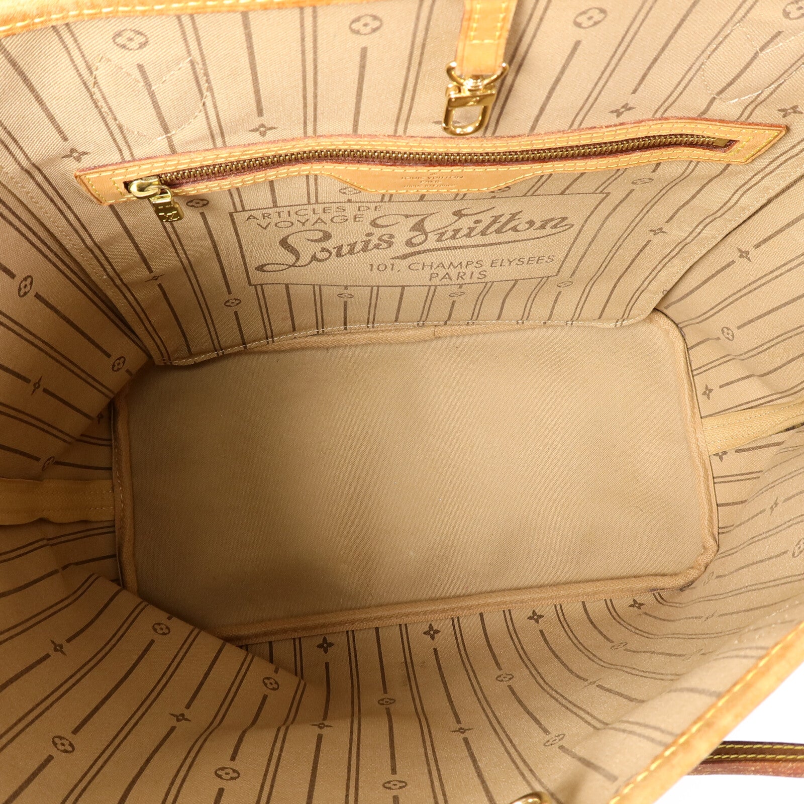 LOUIS VUITTON Monogram Neverfull MM金扣手挽袋