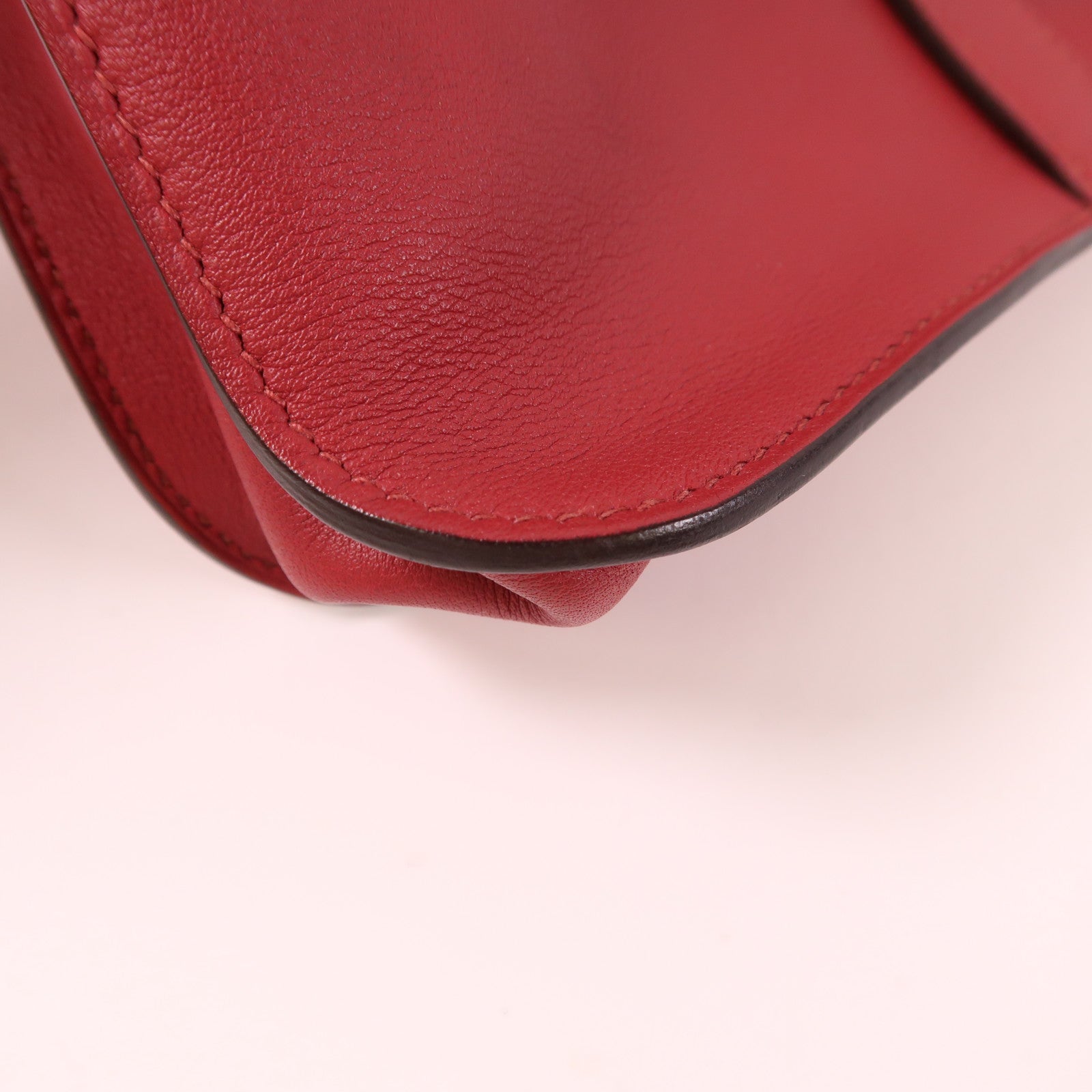 HERMES Swift皮革Mini Halzan銀扣手挽肩背兩用袋Rouge Garance