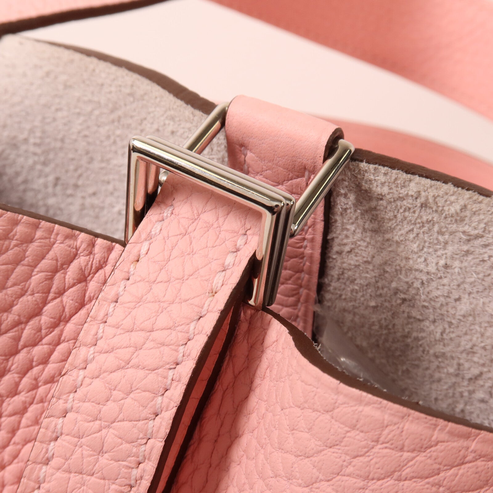 HERMES Clemence皮革Picotin MM扣手挽袋Rose Sakura