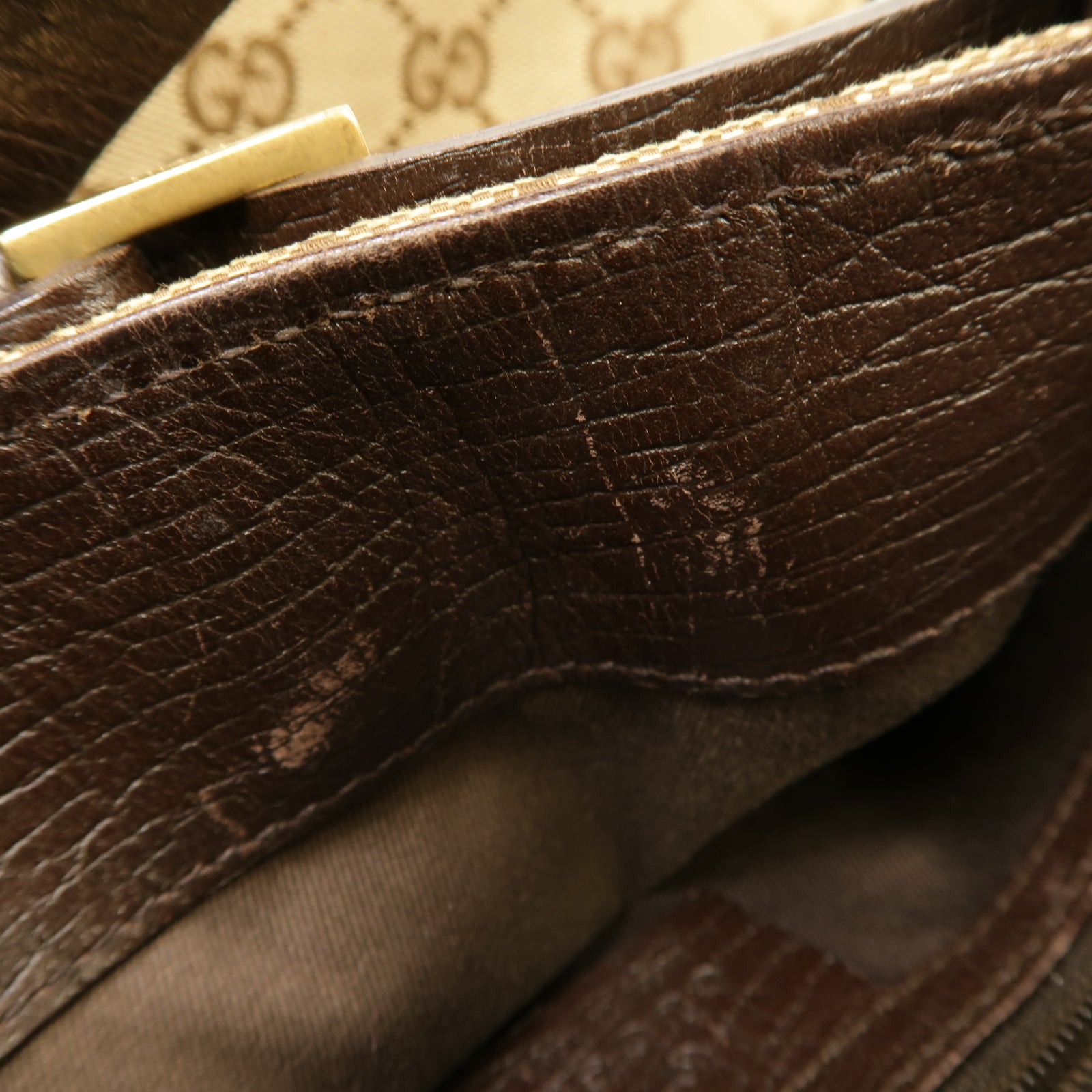 GUCCI 【激減優惠】帆布Hand Bag金扣手挽袋啡色