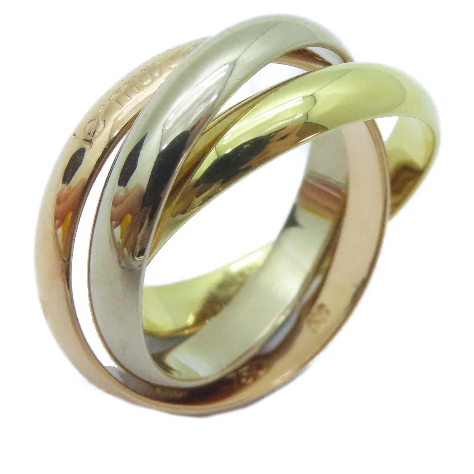 CARTIER 18K黃金/白金/玫瑰金Trinity戒指Cartier#53/US#6.25