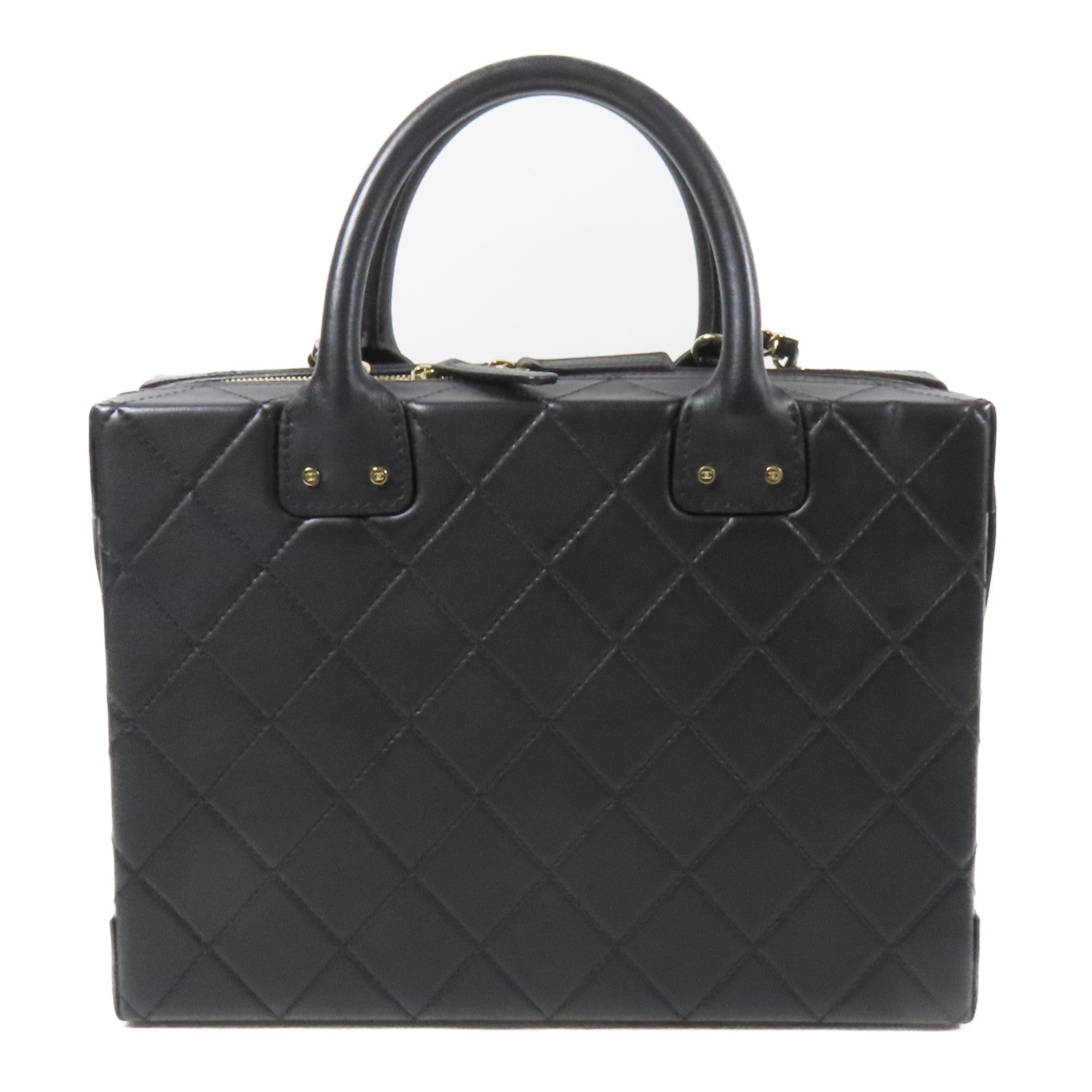 CHANEL 牛皮皮革Vanity Case金扣手挽肩背兩用袋