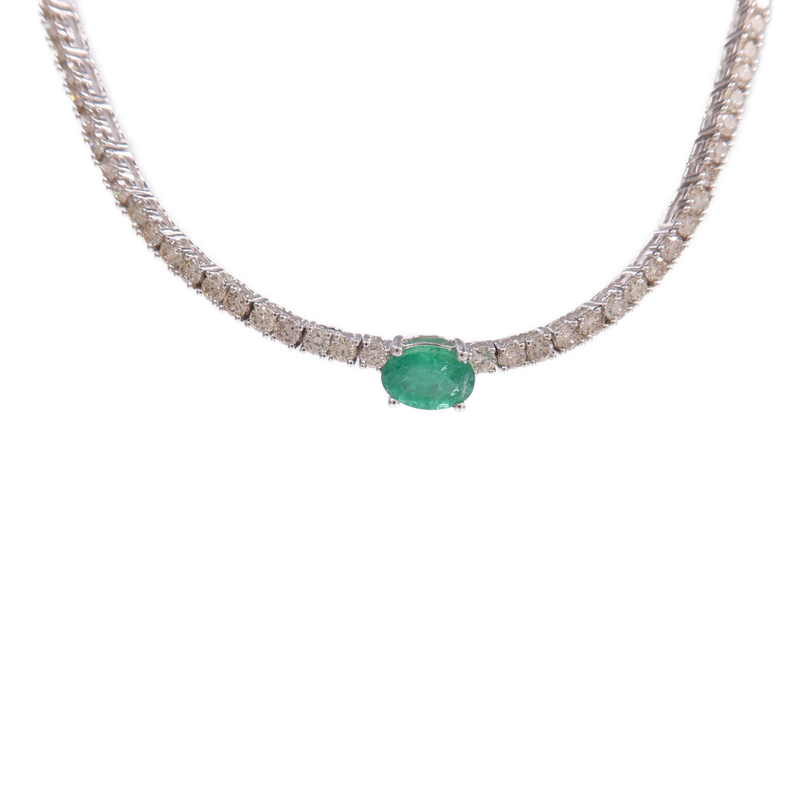 JEWELRY 18K白金Emerald Diamond Necklace綠寶石/鑽石項鍊