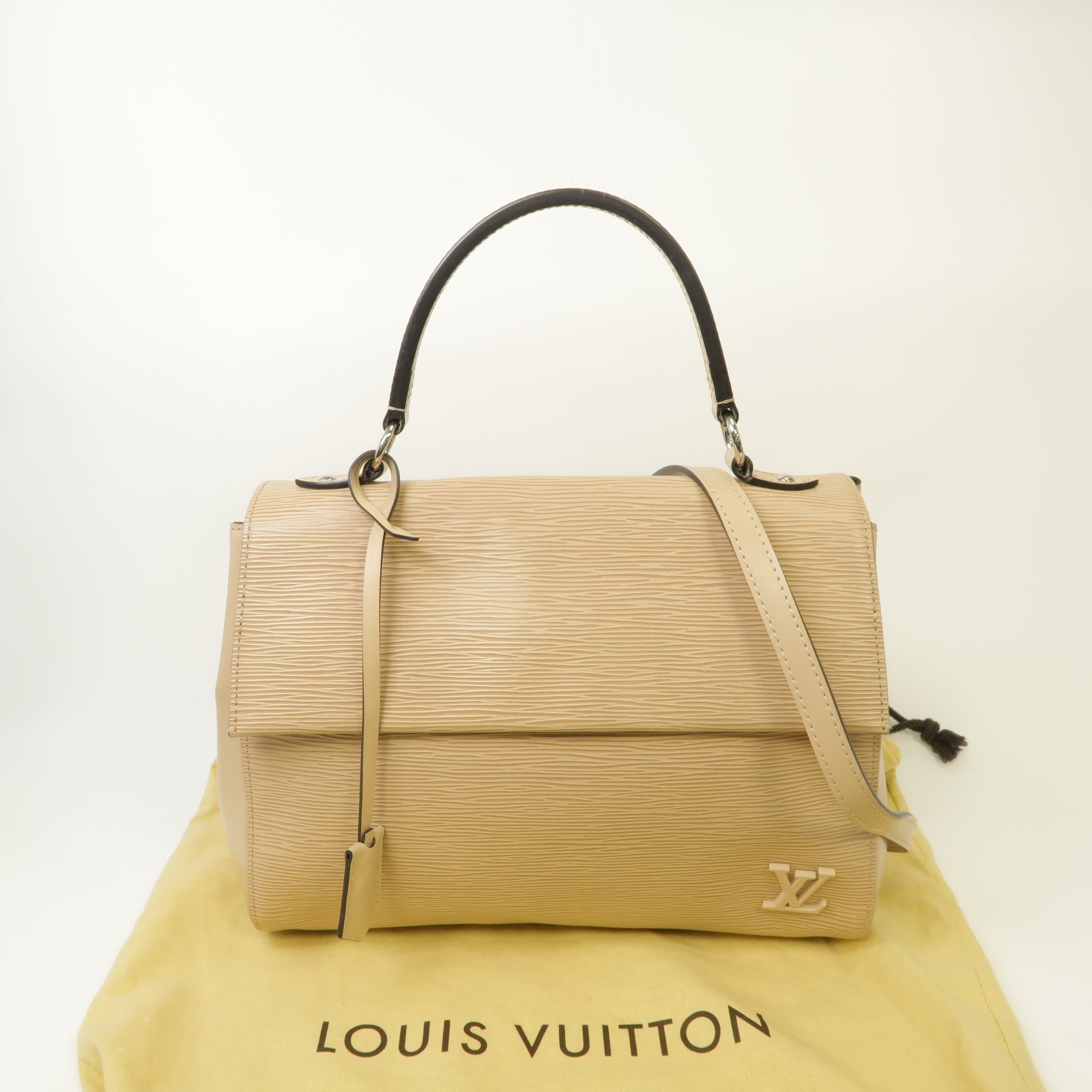 LOUIS VUITTON Epi Cluny MM銀扣手挽肩背兩用袋粉紅色