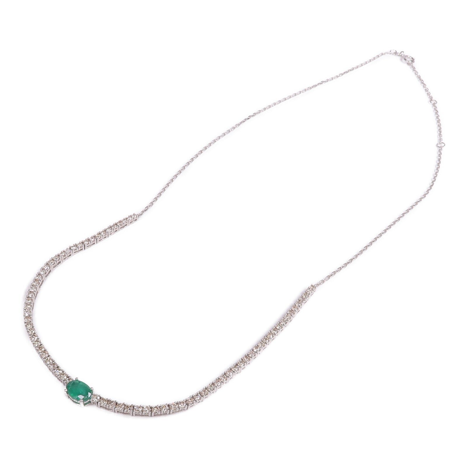 JEWELRY 18K白金Emerald Diamond Necklace綠寶石/鑽石項鍊