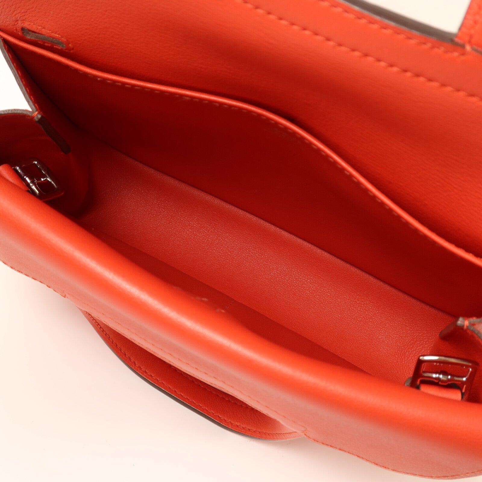HERMES Swift皮革Mini Halzan銀扣手挽肩背兩用袋Rouge Pivoine