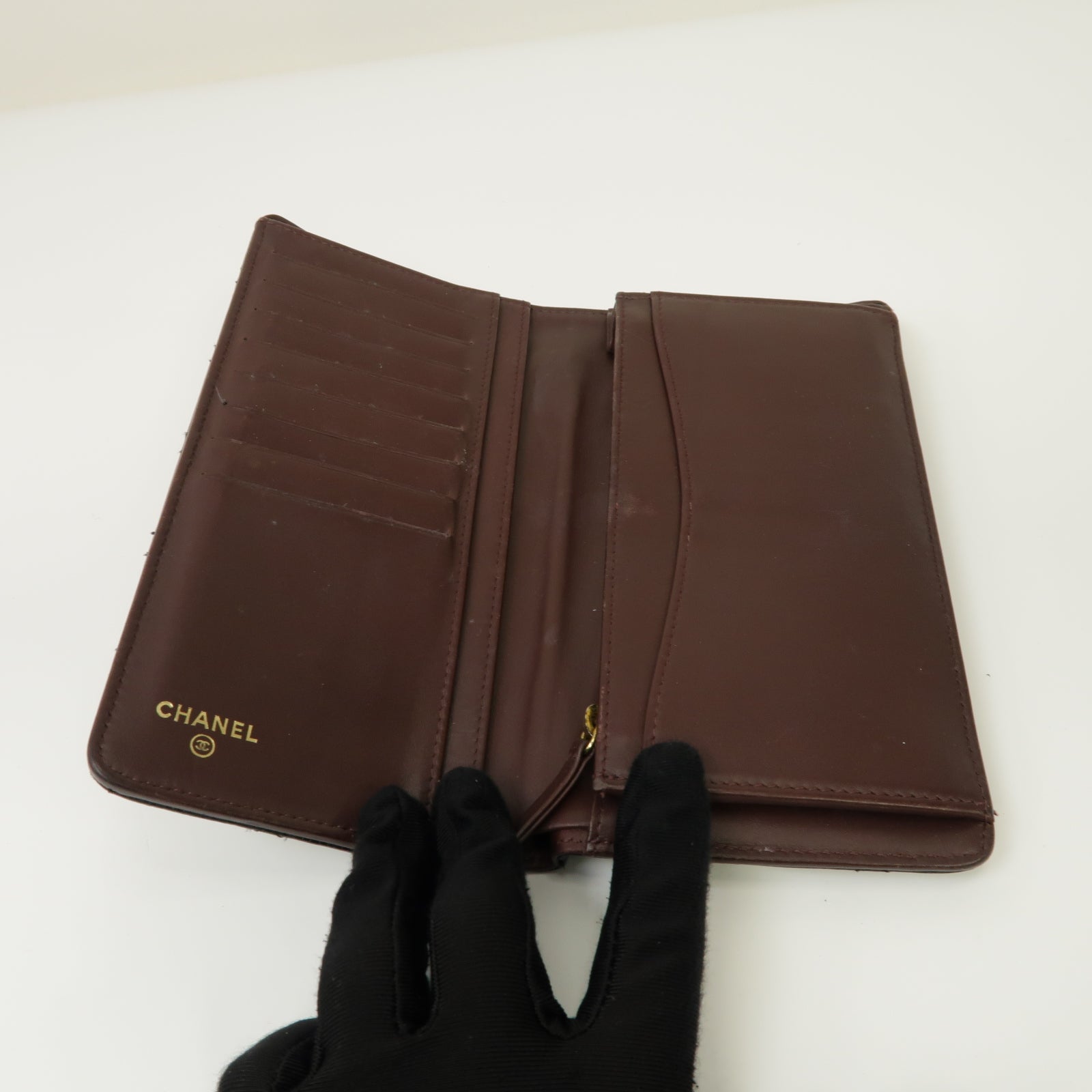 CHANEL 菱格Caviar皮革Long Wallet金扣長錢包黒色