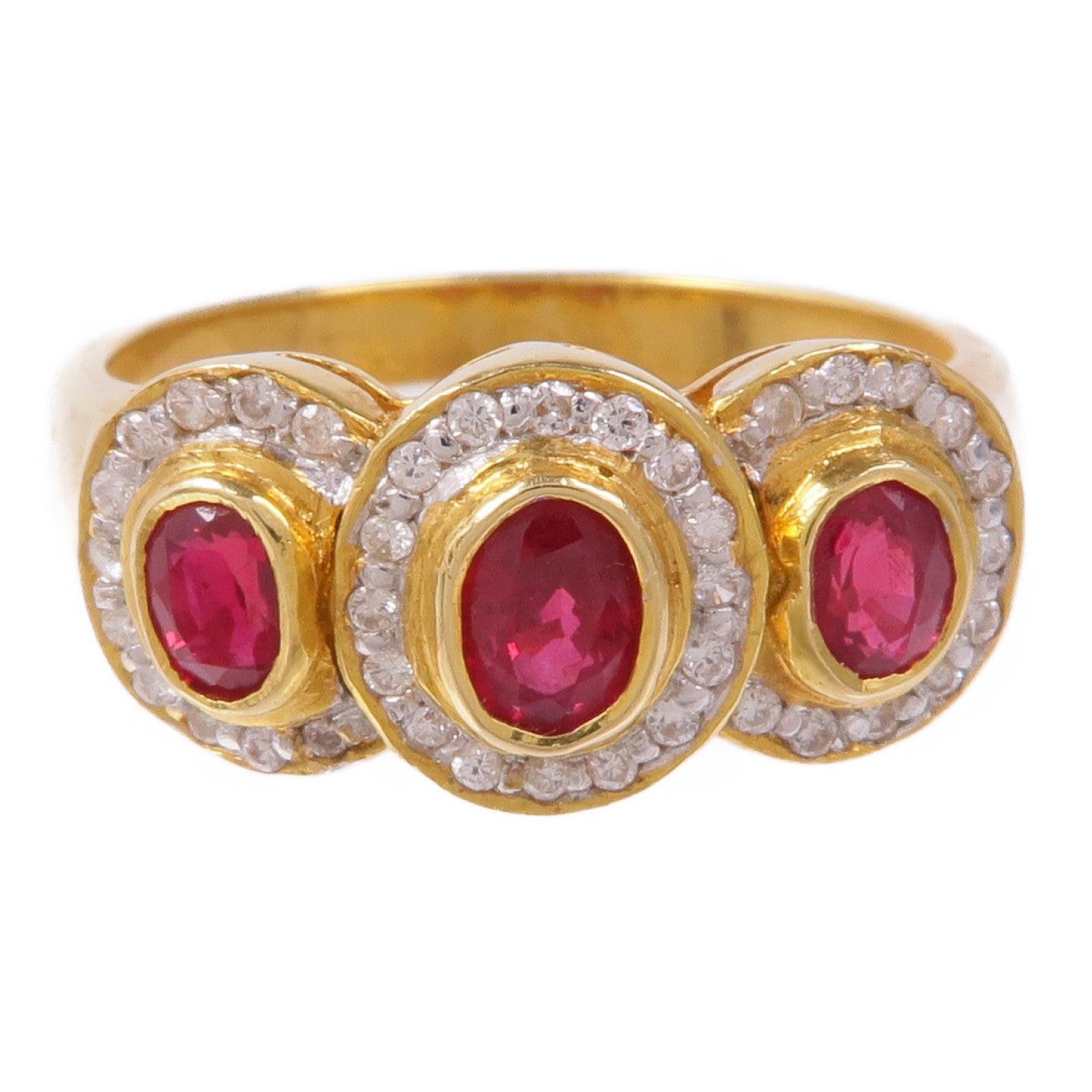 JEWELRY 18K黃金Ruby Diamond Ring紅寶石/鑽石戒指US#7.25