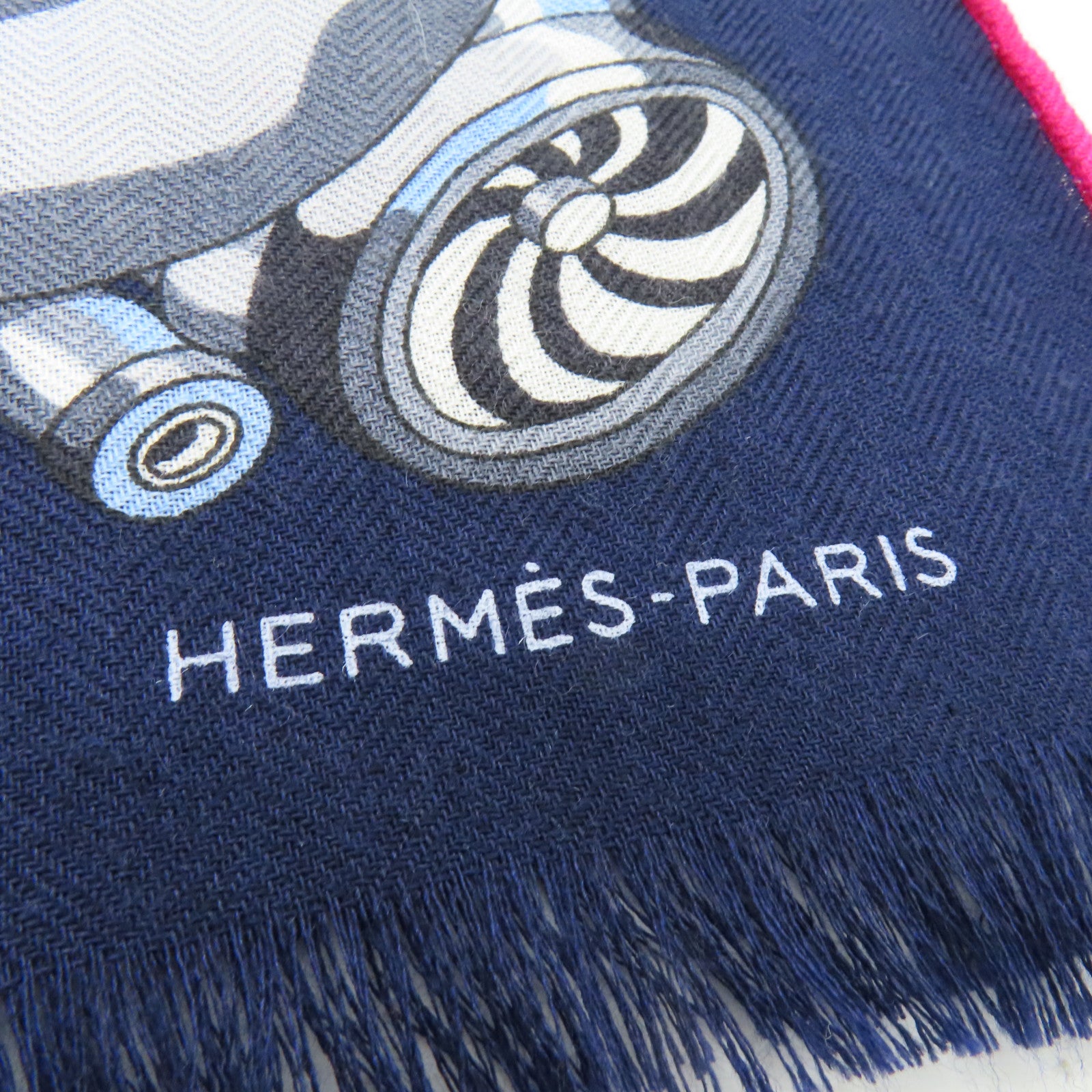 HERMES 【激減優惠】絲質/羊絨Stole圍巾海軍藍色