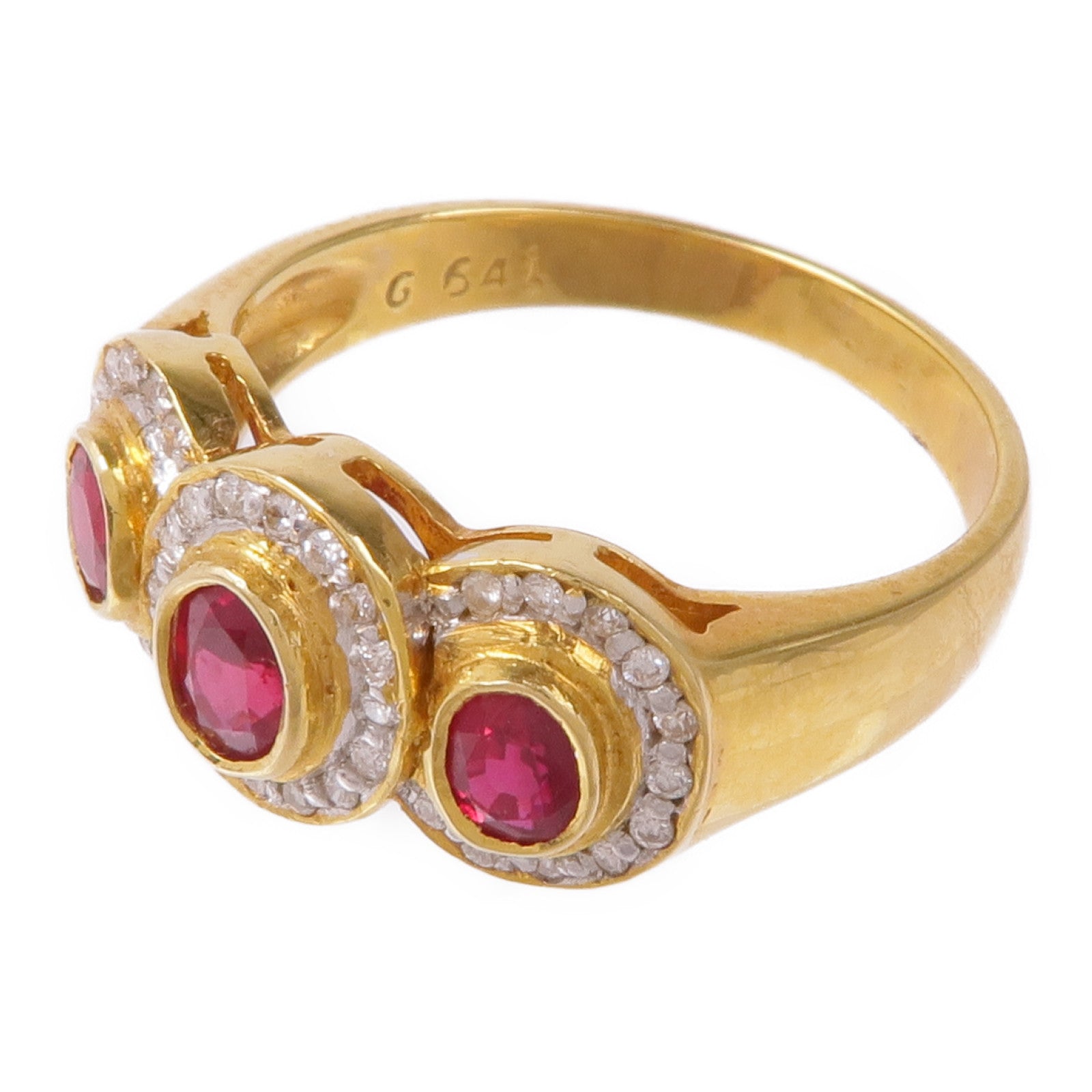 【新品未開封】RUBY POP JEWELRY 18K黃金Ruby Diamond Ring紅寶石/鑽石戒指US#7.25
